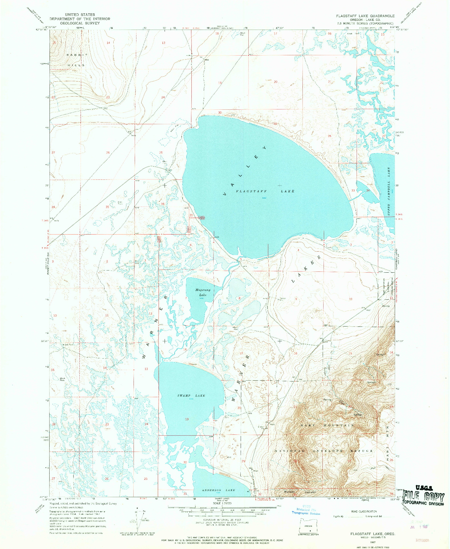 USGS 1:24000-SCALE QUADRANGLE FOR FLAGSTAFF LAKE, OR 1967