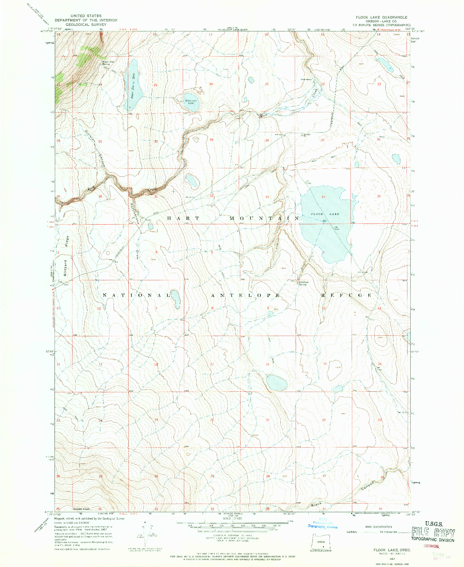 USGS 1:24000-SCALE QUADRANGLE FOR FLOOK LAKE, OR 1967