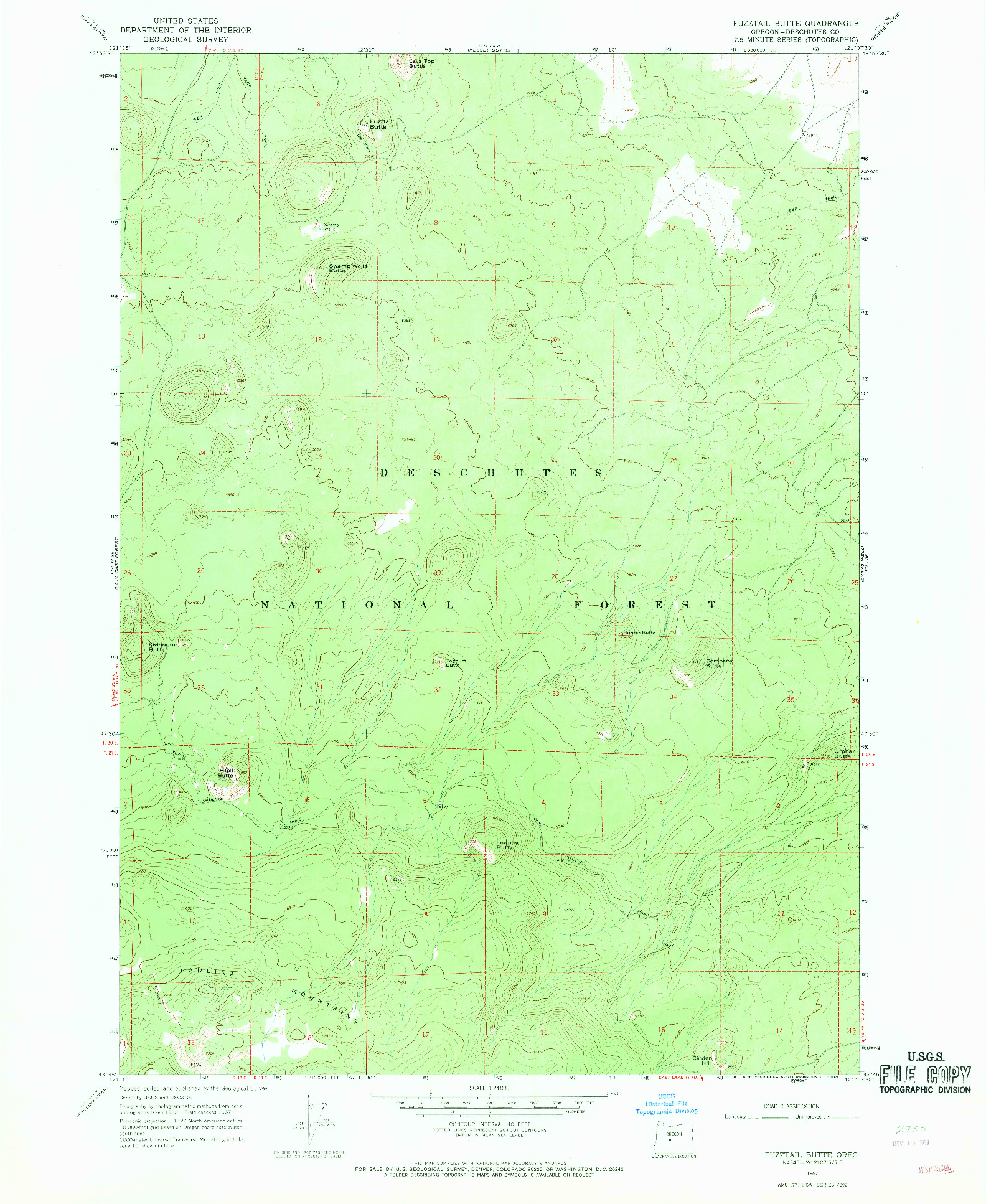 USGS 1:24000-SCALE QUADRANGLE FOR FUZZTAIL BUTTE, OR 1967