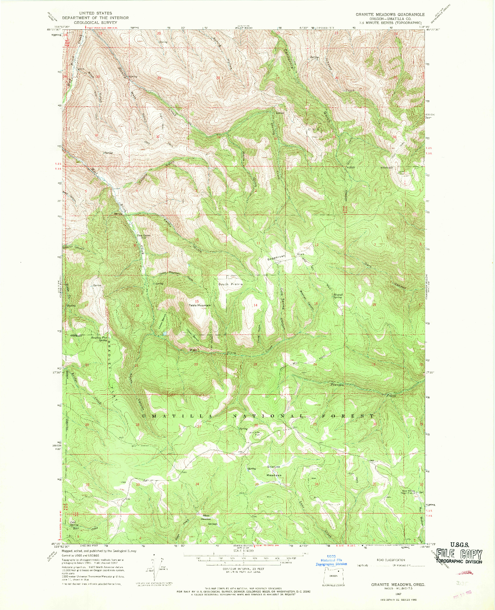 USGS 1:24000-SCALE QUADRANGLE FOR GRANITE MEADOWS, OR 1967