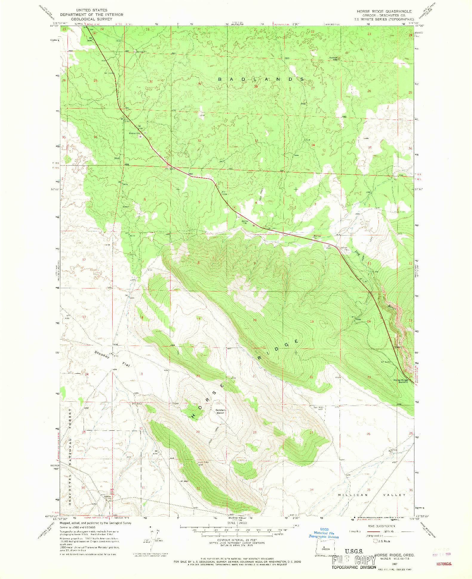 USGS 1:24000-SCALE QUADRANGLE FOR HORSE RIDGE, OR 1967