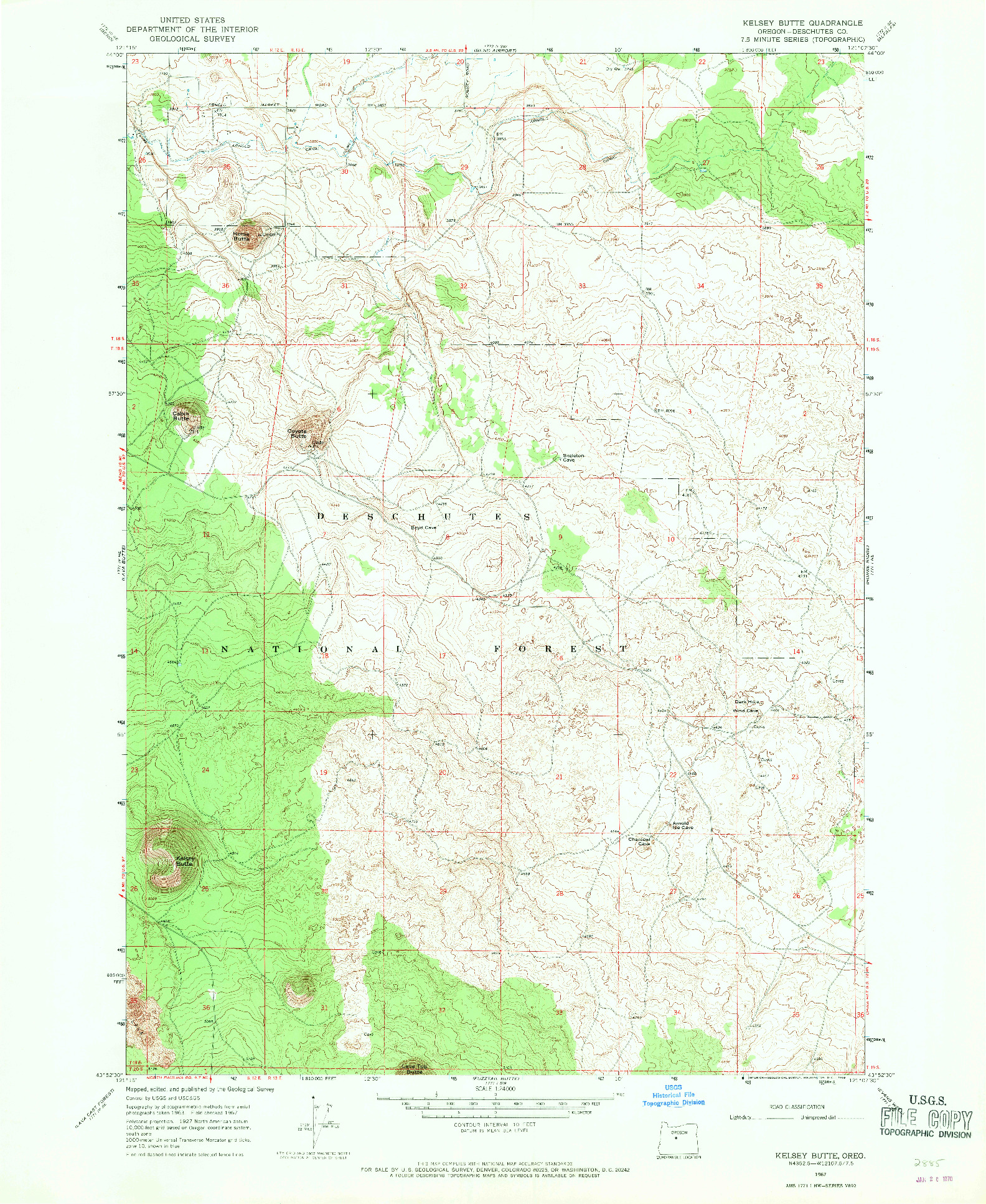 USGS 1:24000-SCALE QUADRANGLE FOR KELSEY BUTTE, OR 1967