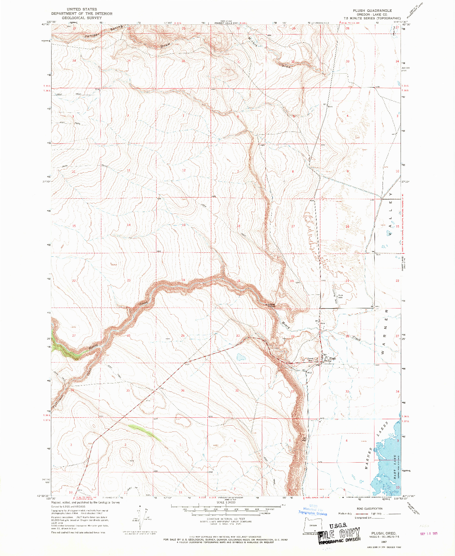 USGS 1:24000-SCALE QUADRANGLE FOR PLUSH, OR 1967