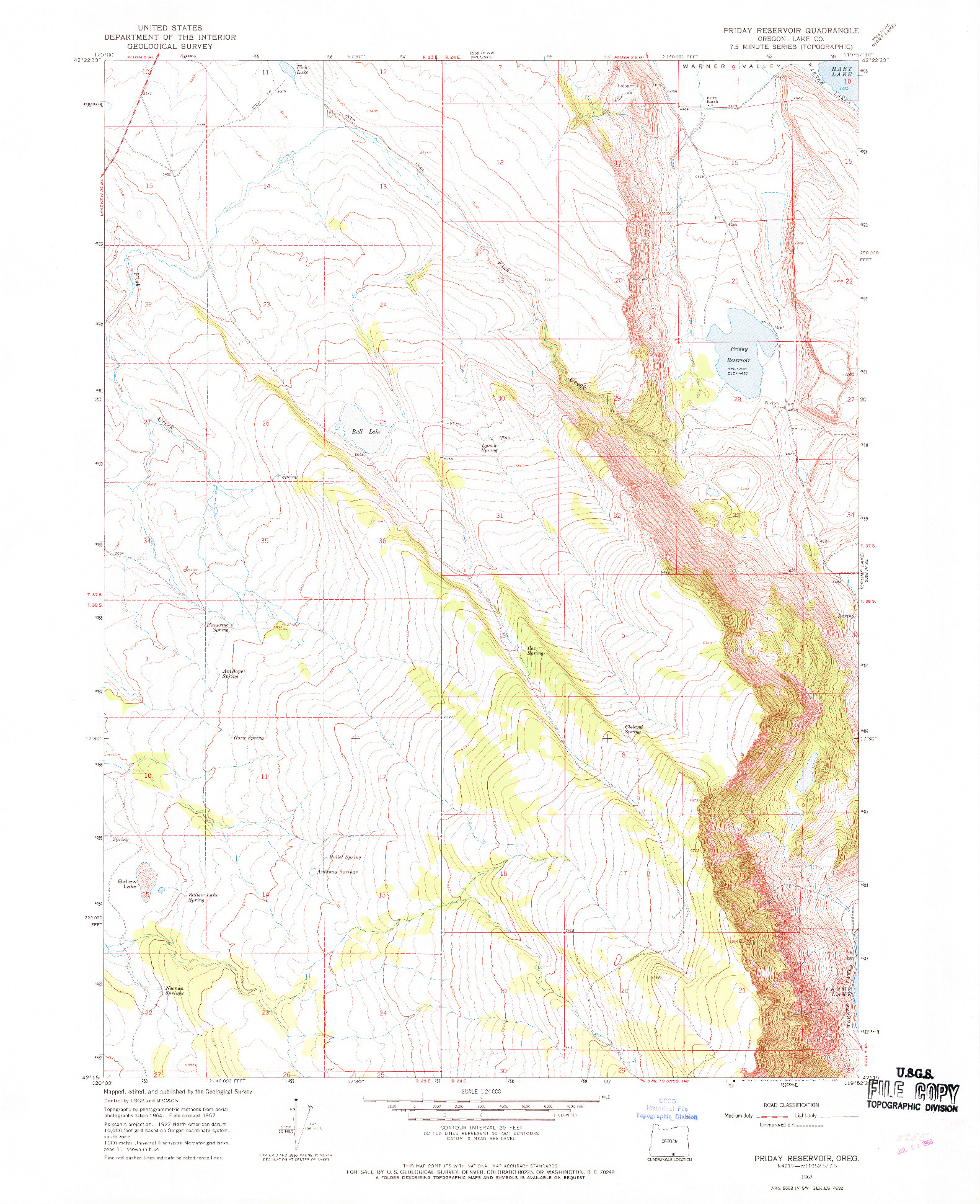 USGS 1:24000-SCALE QUADRANGLE FOR PRIDAY RESERVOIR, OR 1967