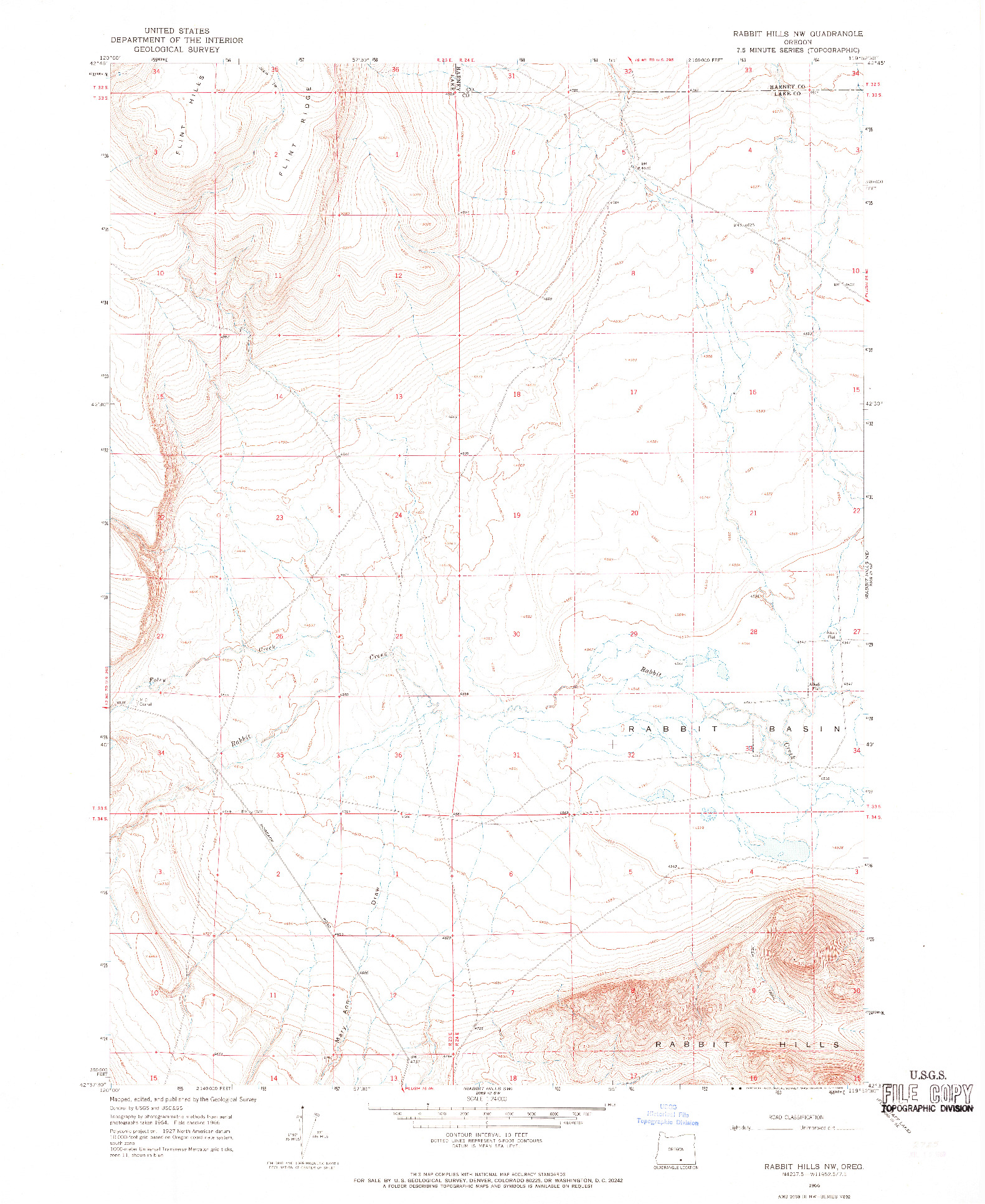 USGS 1:24000-SCALE QUADRANGLE FOR RABBIT HILLS NW, OR 1966