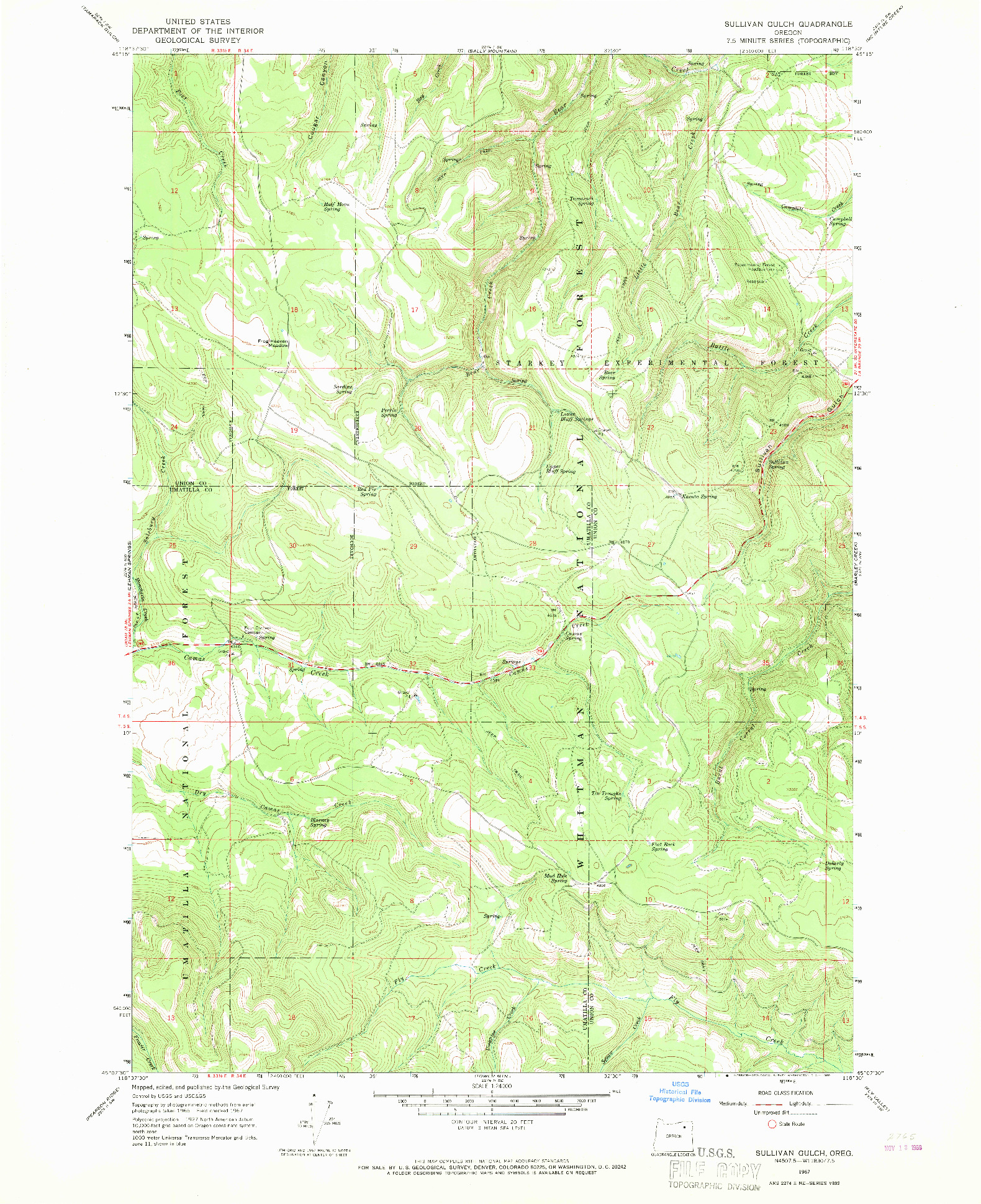USGS 1:24000-SCALE QUADRANGLE FOR SULLIVAN GULCH, OR 1967