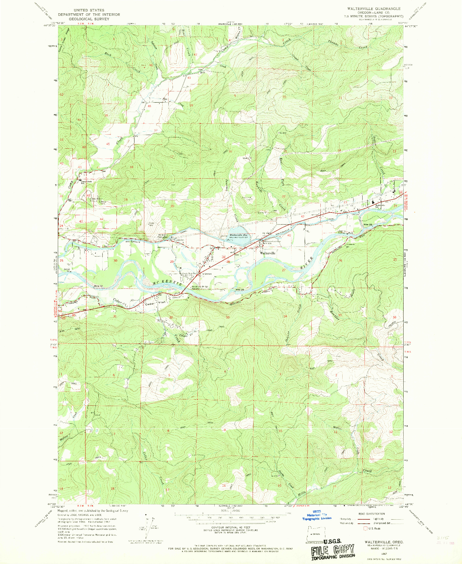 USGS 1:24000-SCALE QUADRANGLE FOR WALTERVILLE, OR 1967