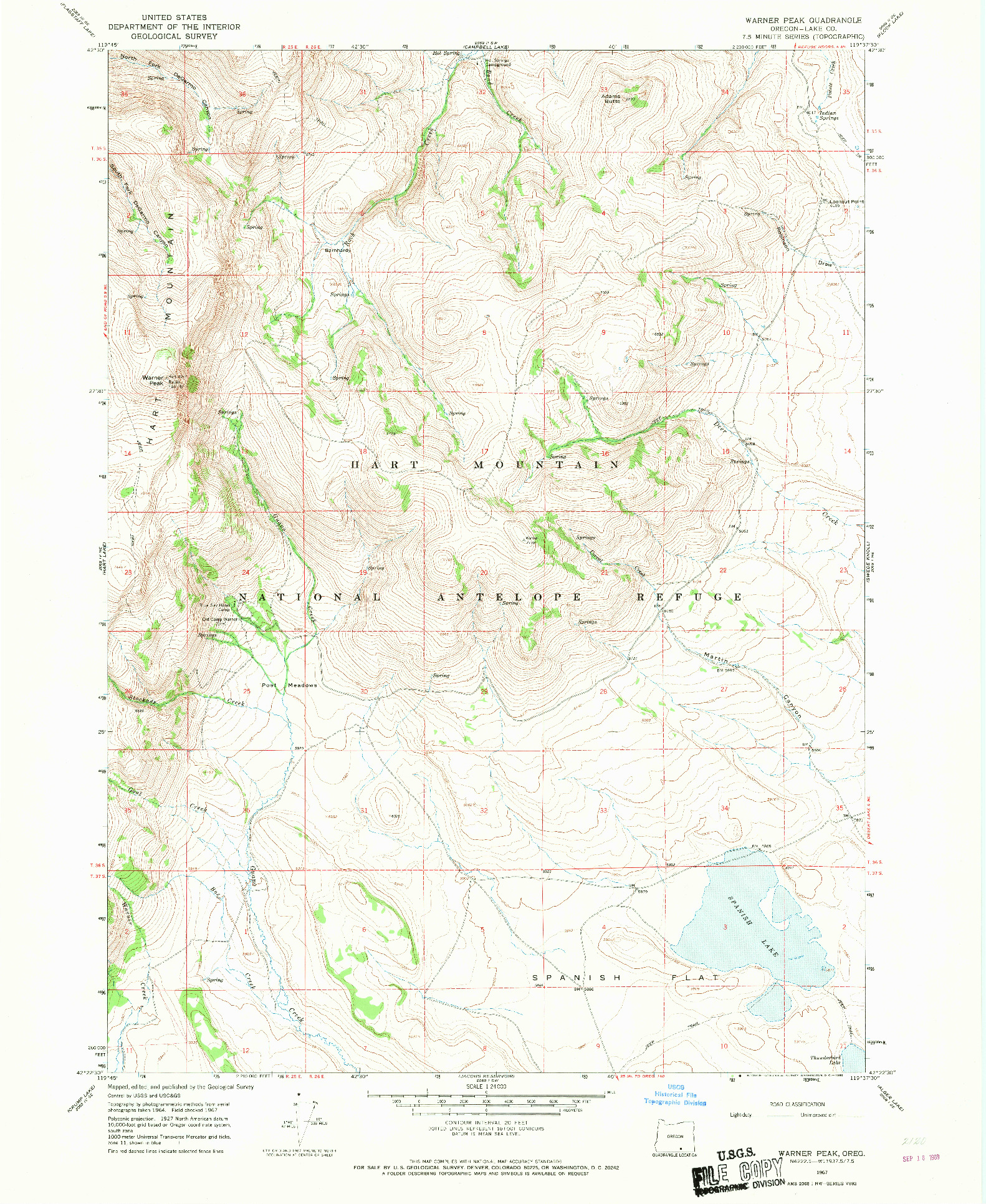USGS 1:24000-SCALE QUADRANGLE FOR WARNER PEAK, OR 1967