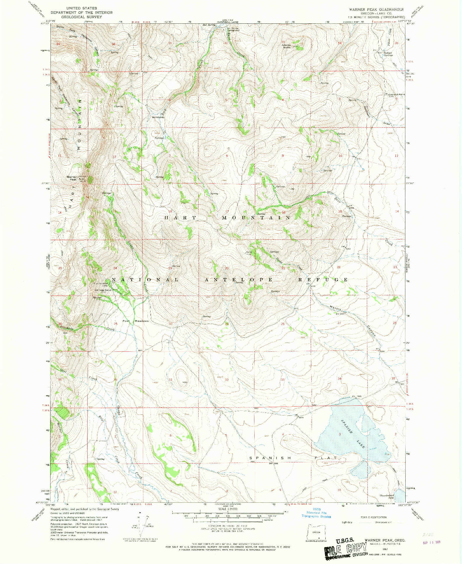 USGS 1:24000-SCALE QUADRANGLE FOR WARNER PEAK, OR 1967