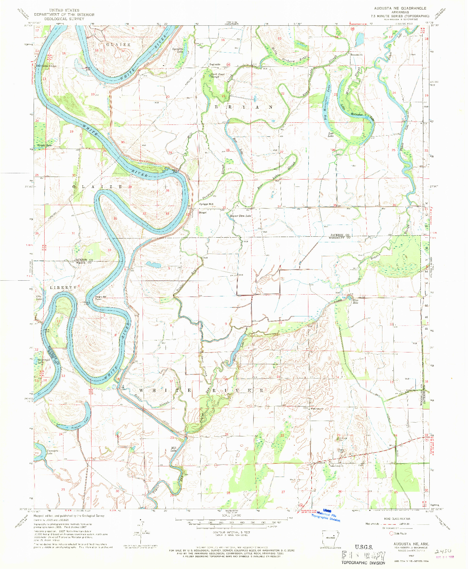 USGS 1:24000-SCALE QUADRANGLE FOR AUGUSTA NE, AR 1967