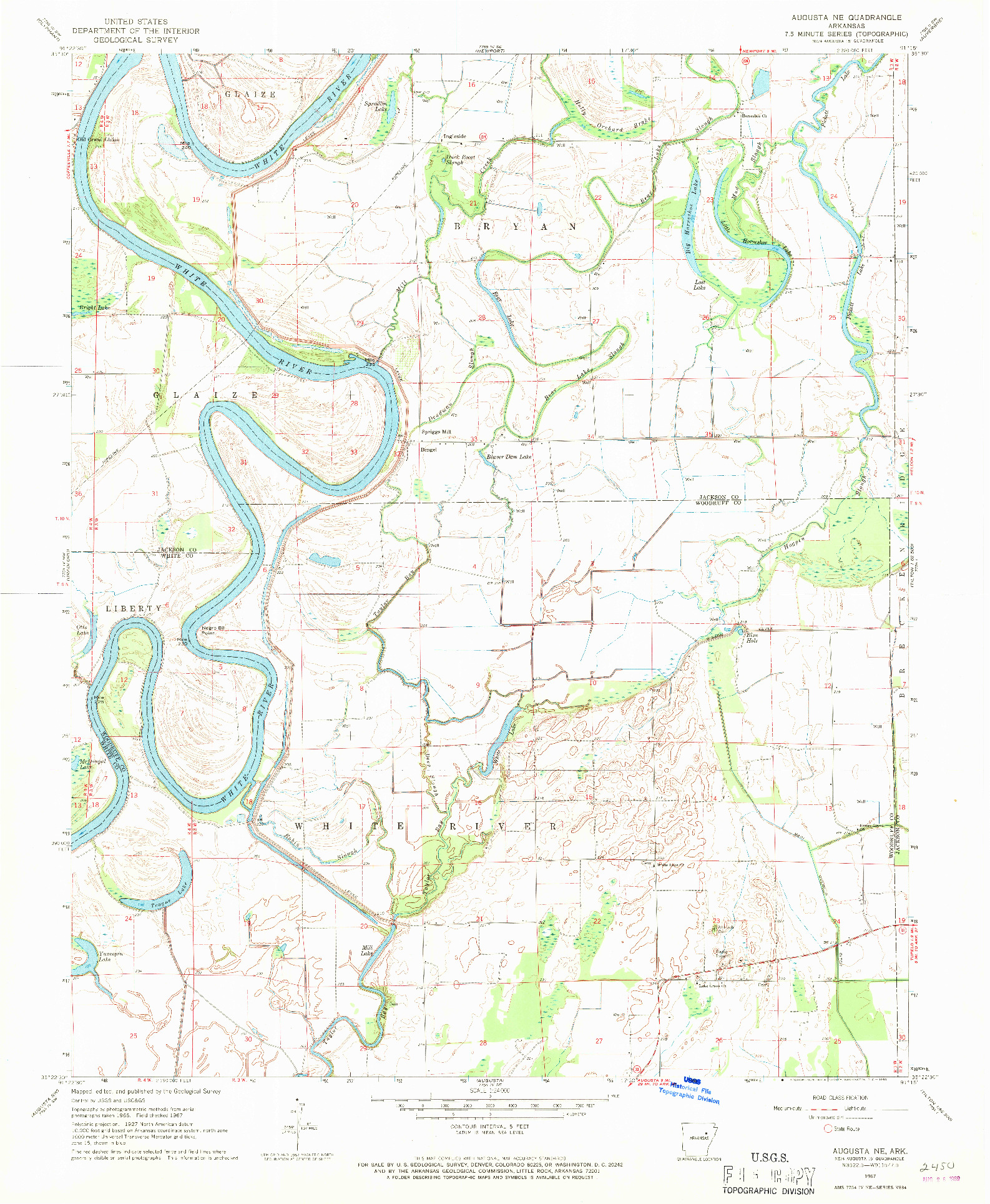 USGS 1:24000-SCALE QUADRANGLE FOR AUGUSTA NE, AR 1967