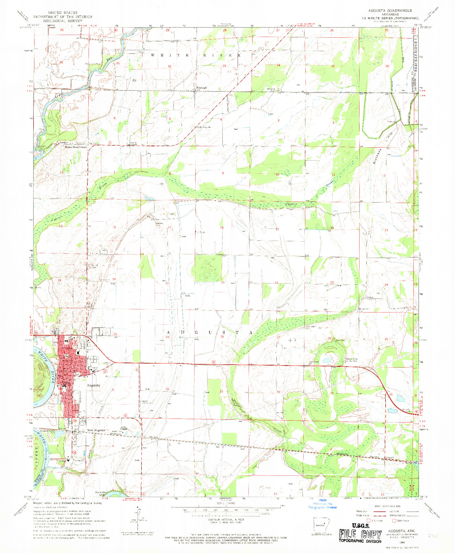 USGS 1:24000-SCALE QUADRANGLE FOR AUGUSTA, AR 1968