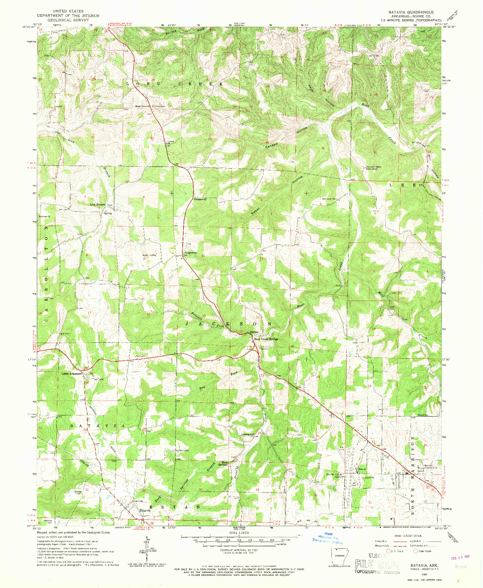 USGS 1:24000-SCALE QUADRANGLE FOR BATAVIA, AR 1967