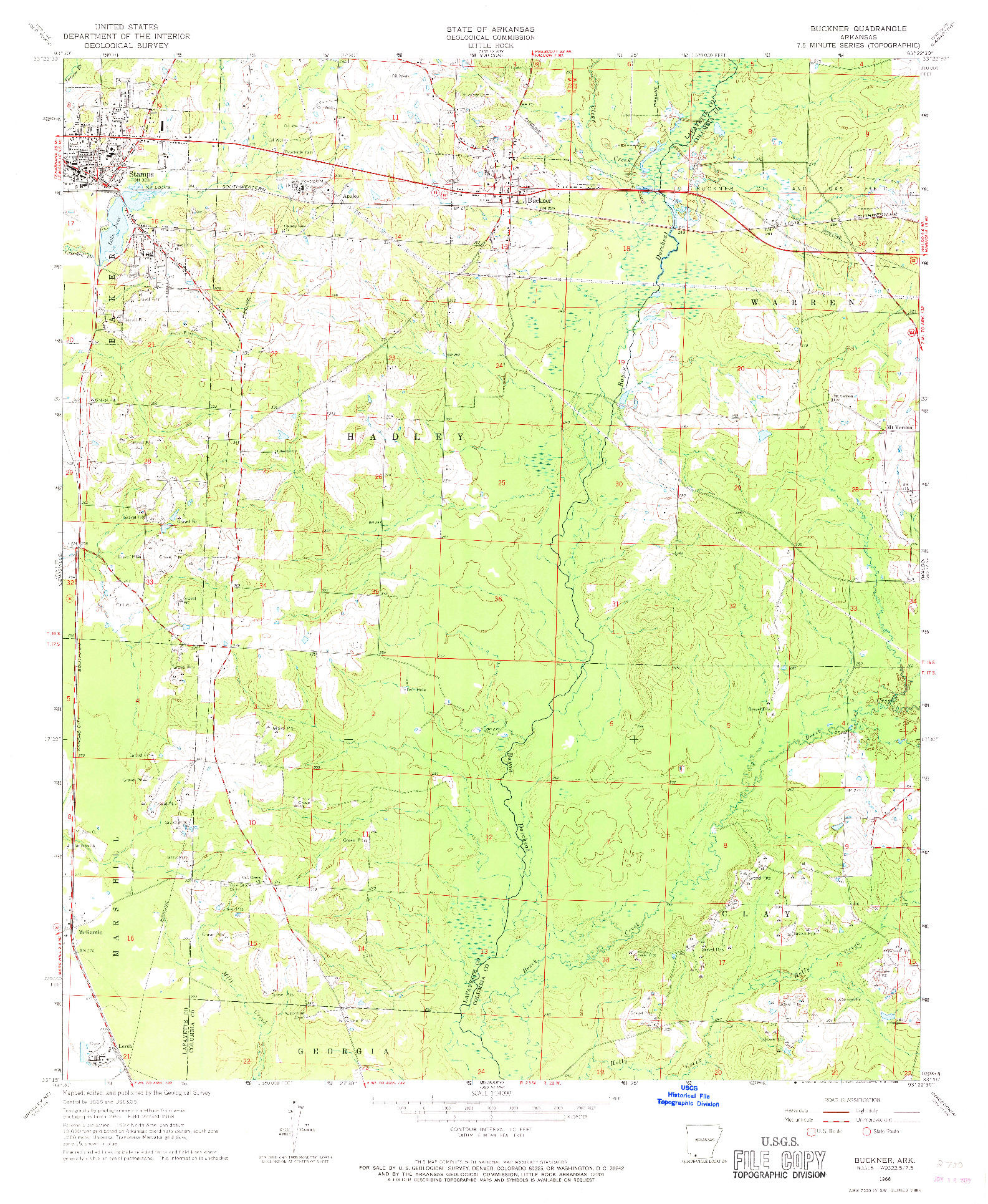 USGS 1:24000-SCALE QUADRANGLE FOR BUCKNER, AR 1968