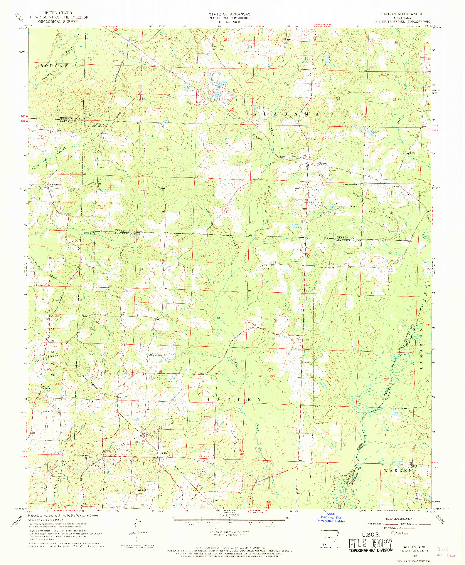 USGS 1:24000-SCALE QUADRANGLE FOR FALCON, AR 1968