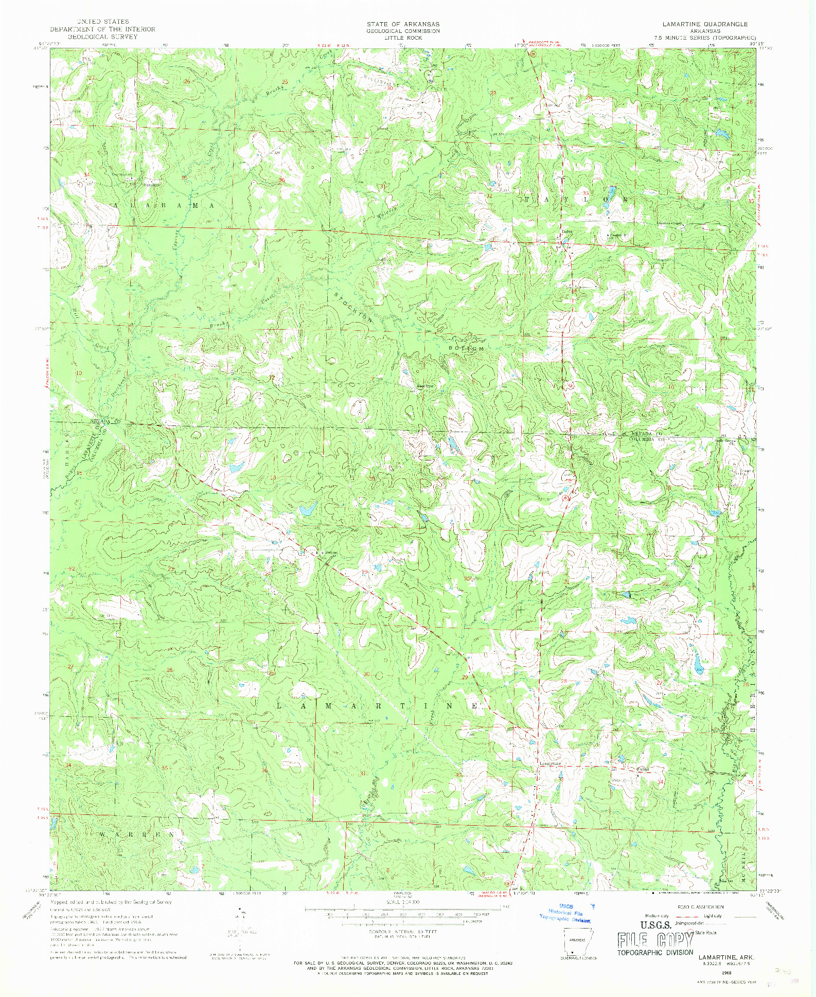 USGS 1:24000-SCALE QUADRANGLE FOR LAMARTINE, AR 1968