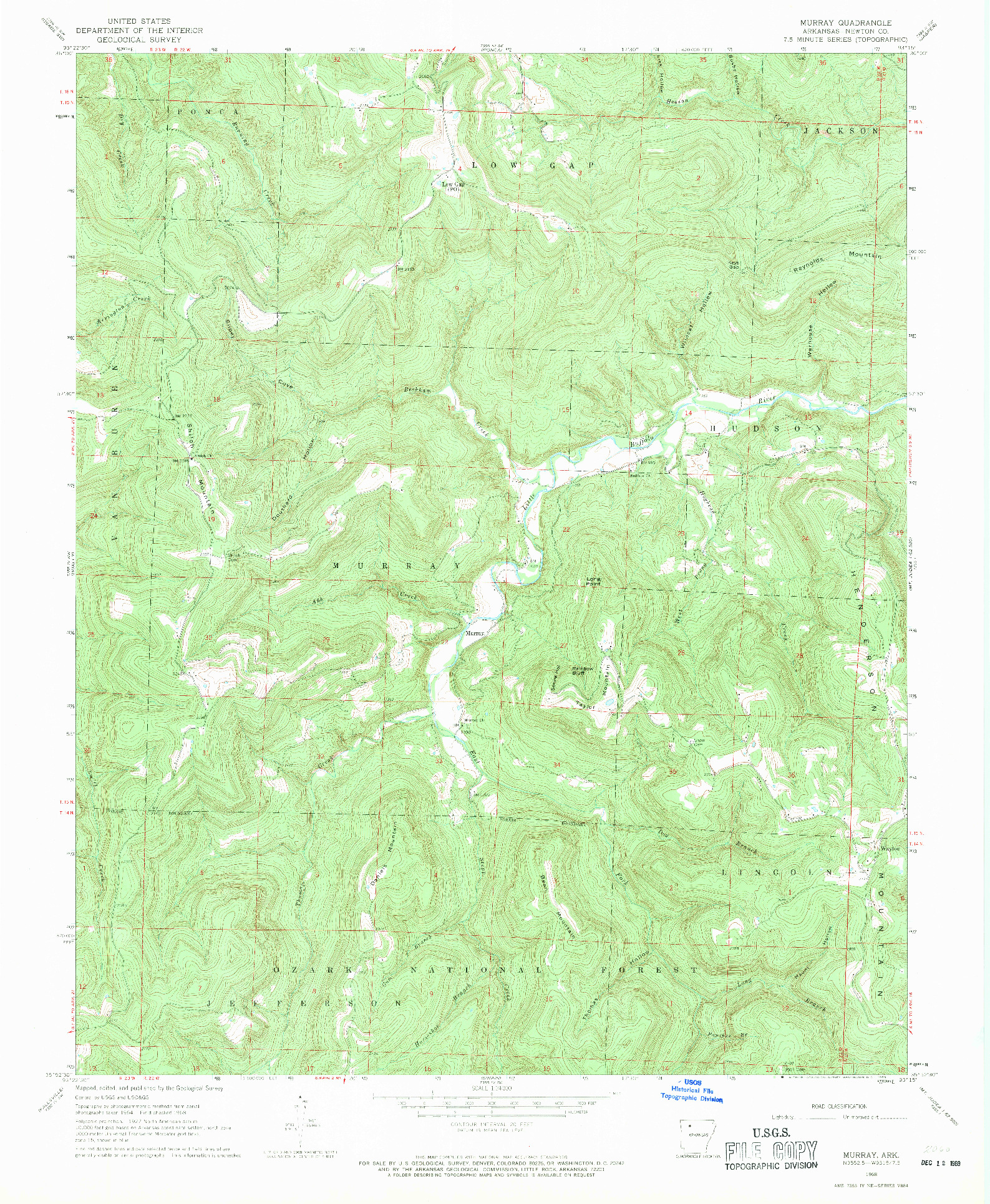 USGS 1:24000-SCALE QUADRANGLE FOR MURRAY, AR 1968
