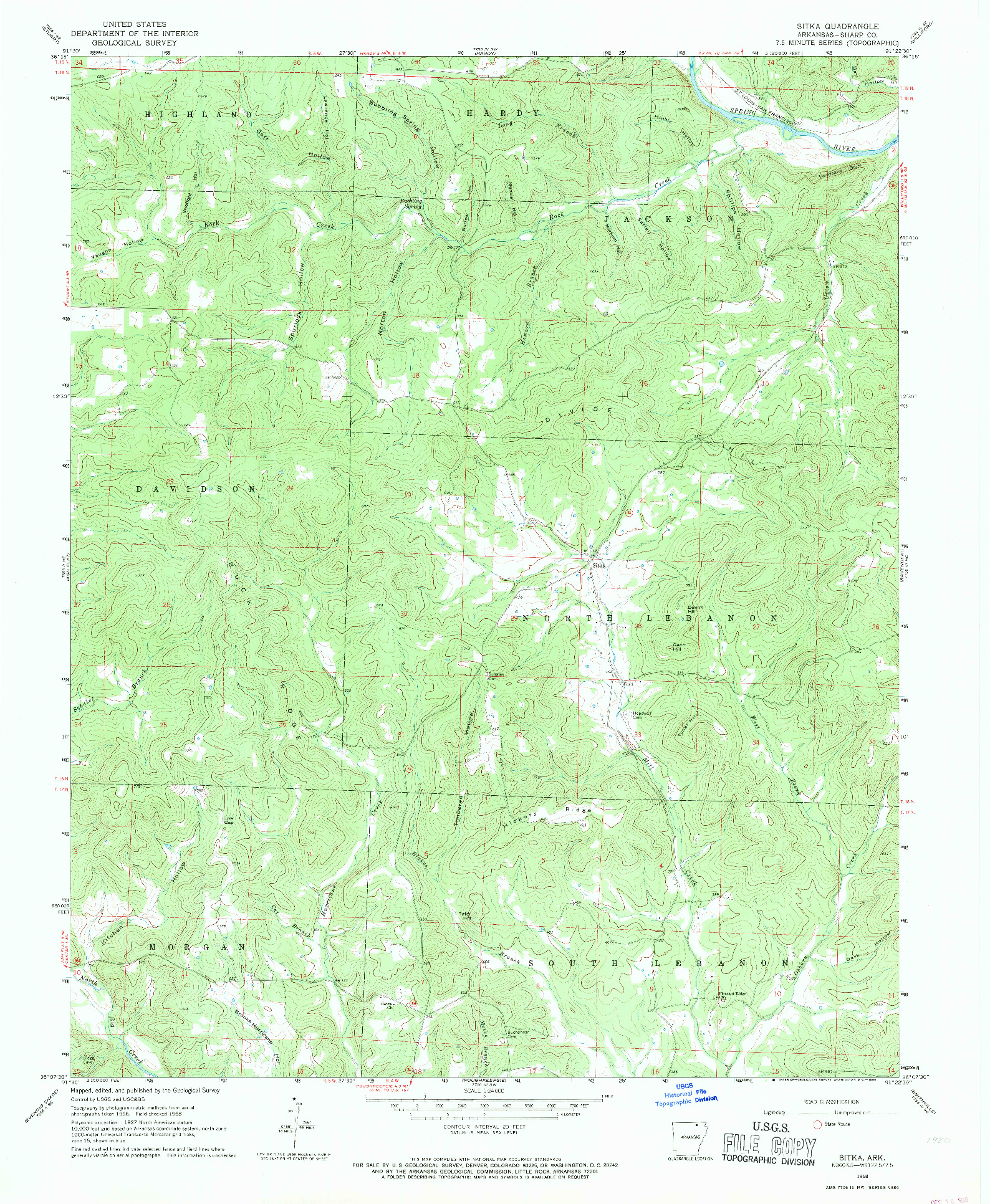 USGS 1:24000-SCALE QUADRANGLE FOR SITKA, AR 1968
