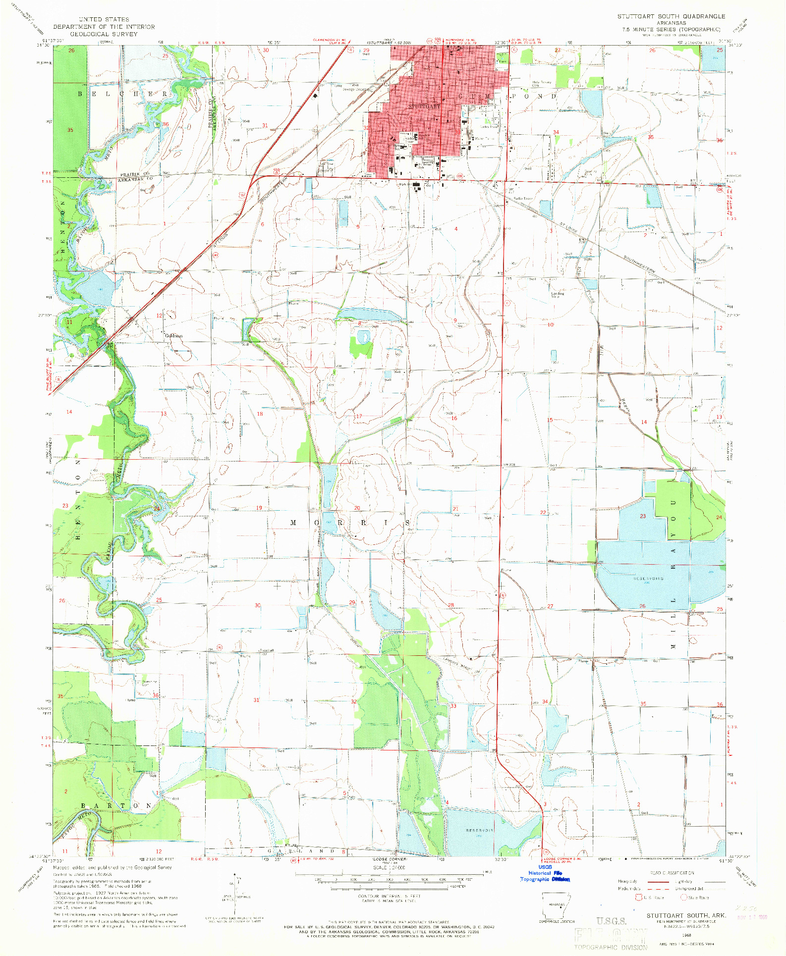 USGS 1:24000-SCALE QUADRANGLE FOR STUTTGART SOUTH, AR 1968