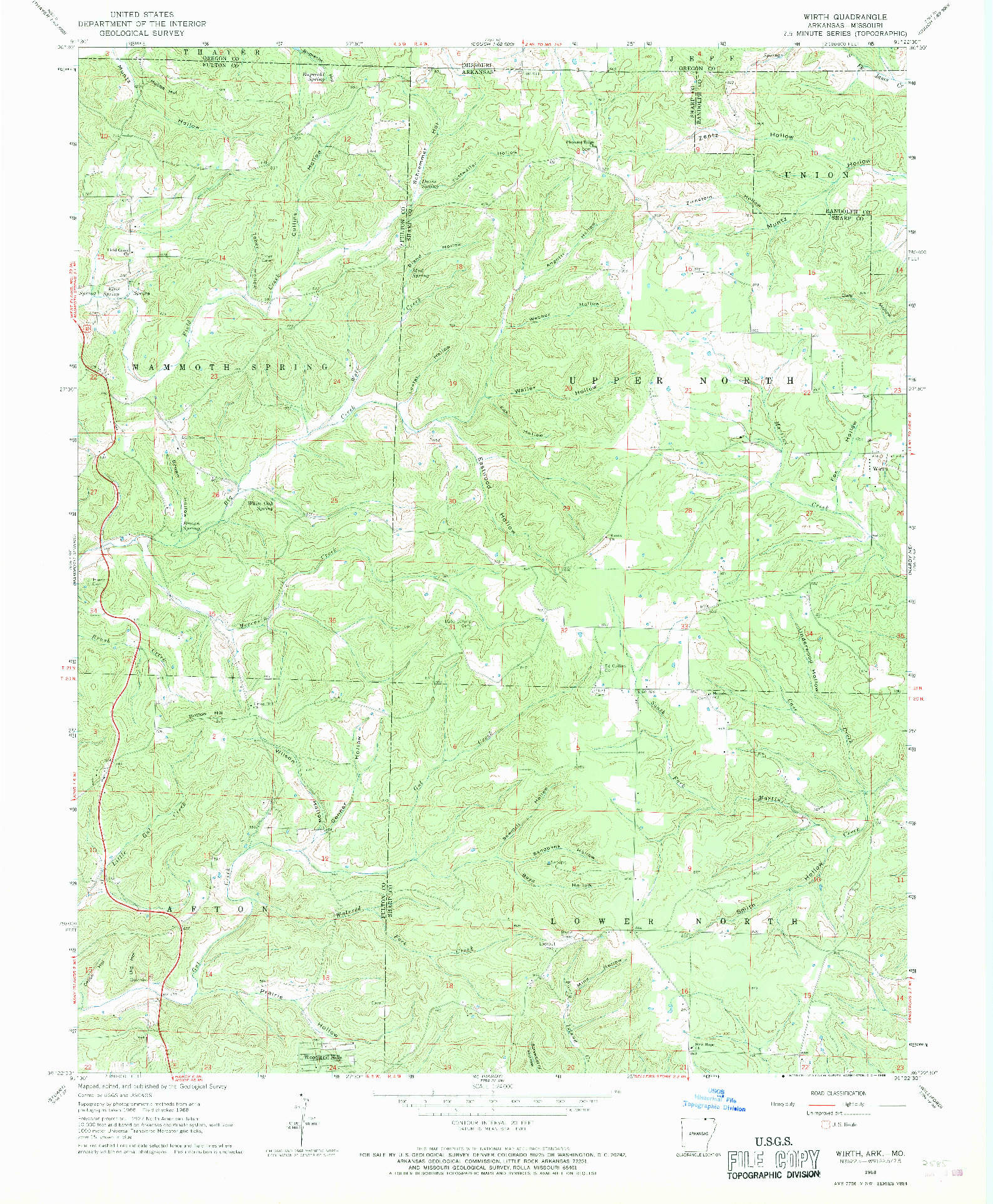USGS 1:24000-SCALE QUADRANGLE FOR WIRTH, AR 1968