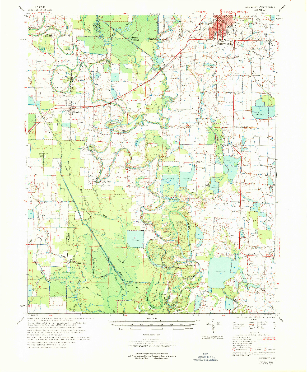 USGS 1:62500-SCALE QUADRANGLE FOR HUMPHREY, AR 1969