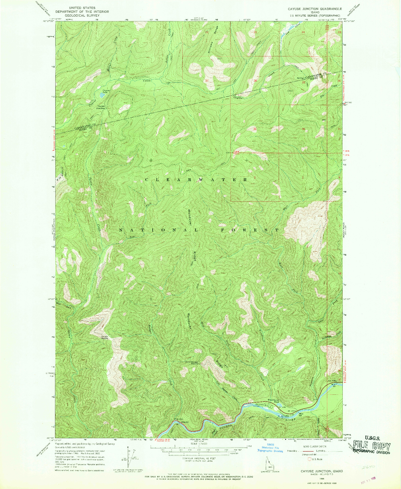 USGS 1:24000-SCALE QUADRANGLE FOR CAYUSE JUNCTION, ID 1966