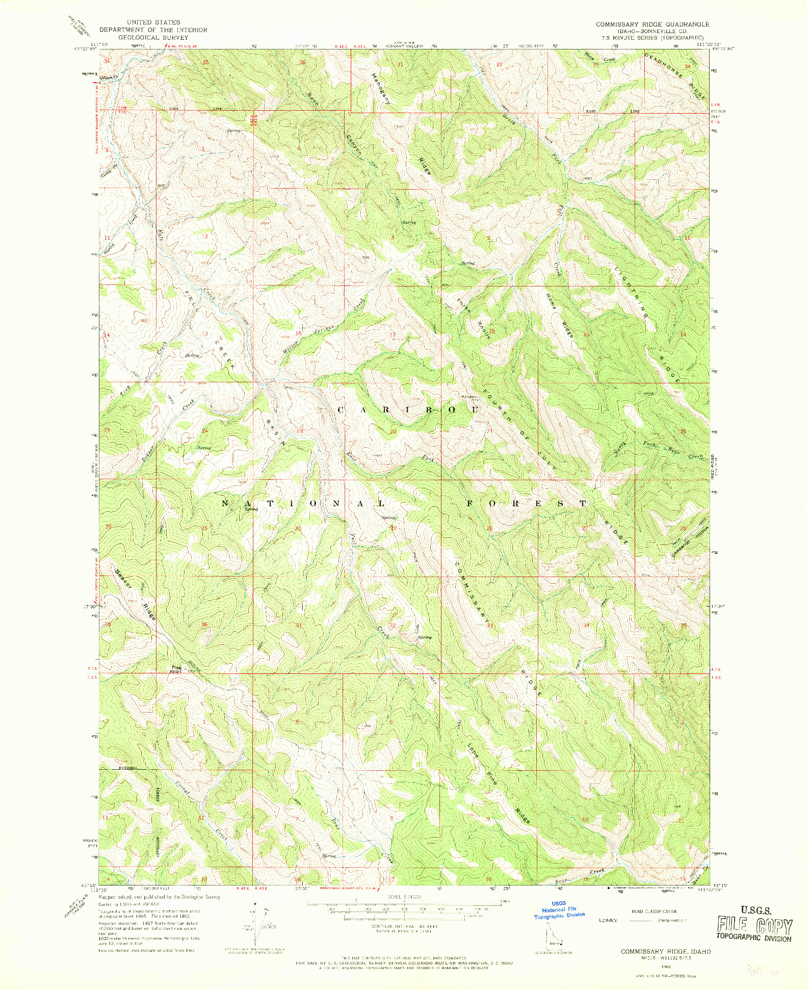 USGS 1:24000-SCALE QUADRANGLE FOR COMMISSARY RIDGE, ID 1966