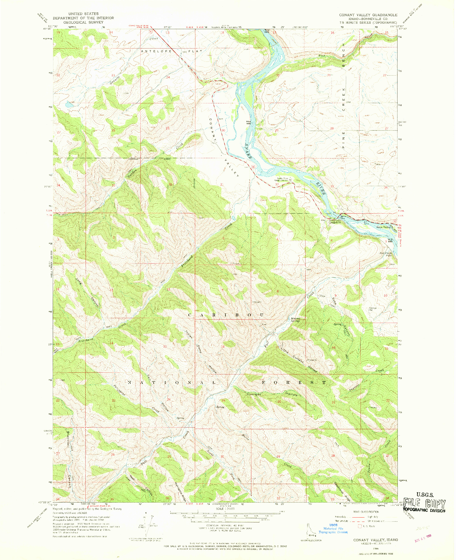 USGS 1:24000-SCALE QUADRANGLE FOR CONANT VALLEY, ID 1966
