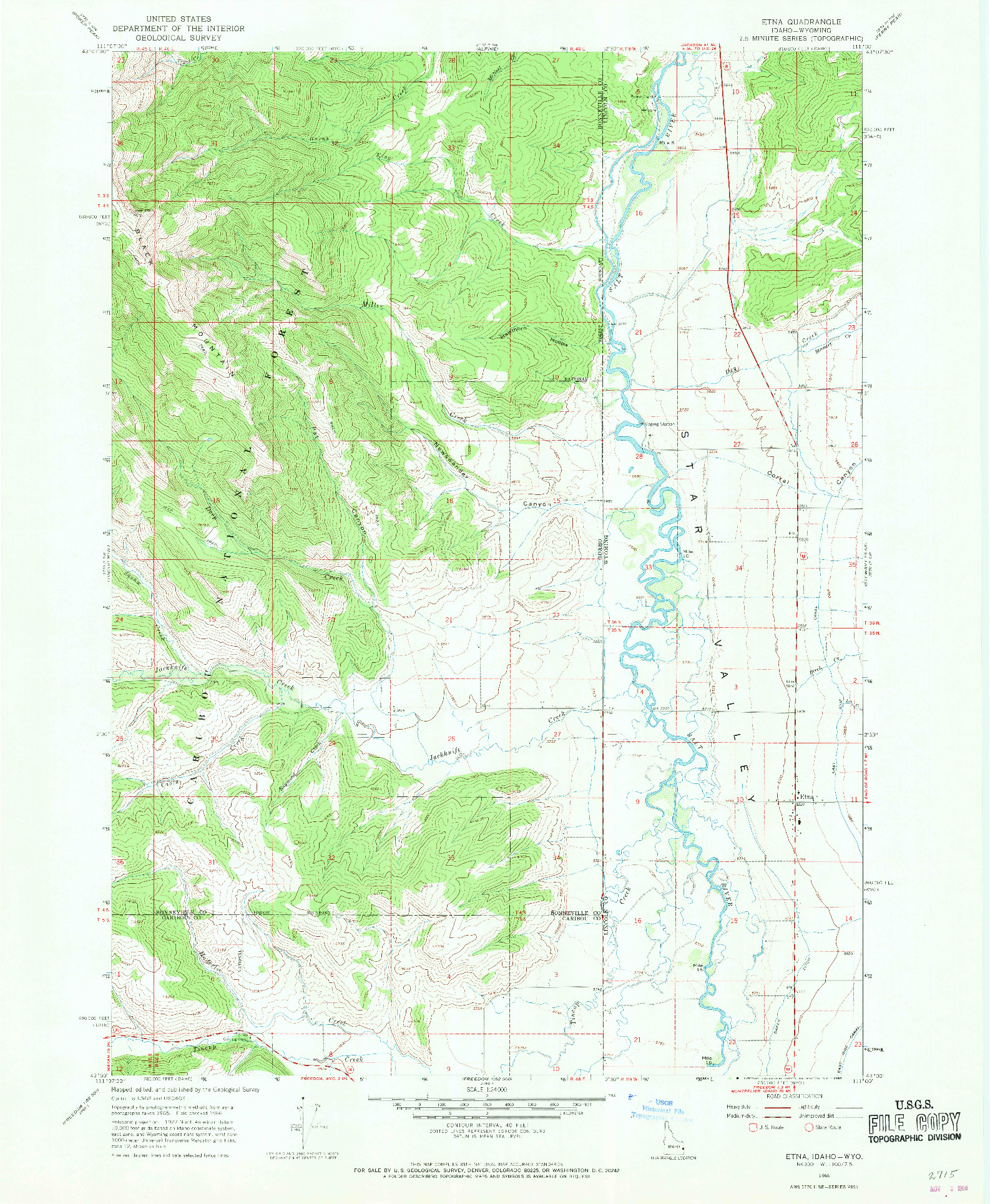 USGS 1:24000-SCALE QUADRANGLE FOR ETNA, ID 1966