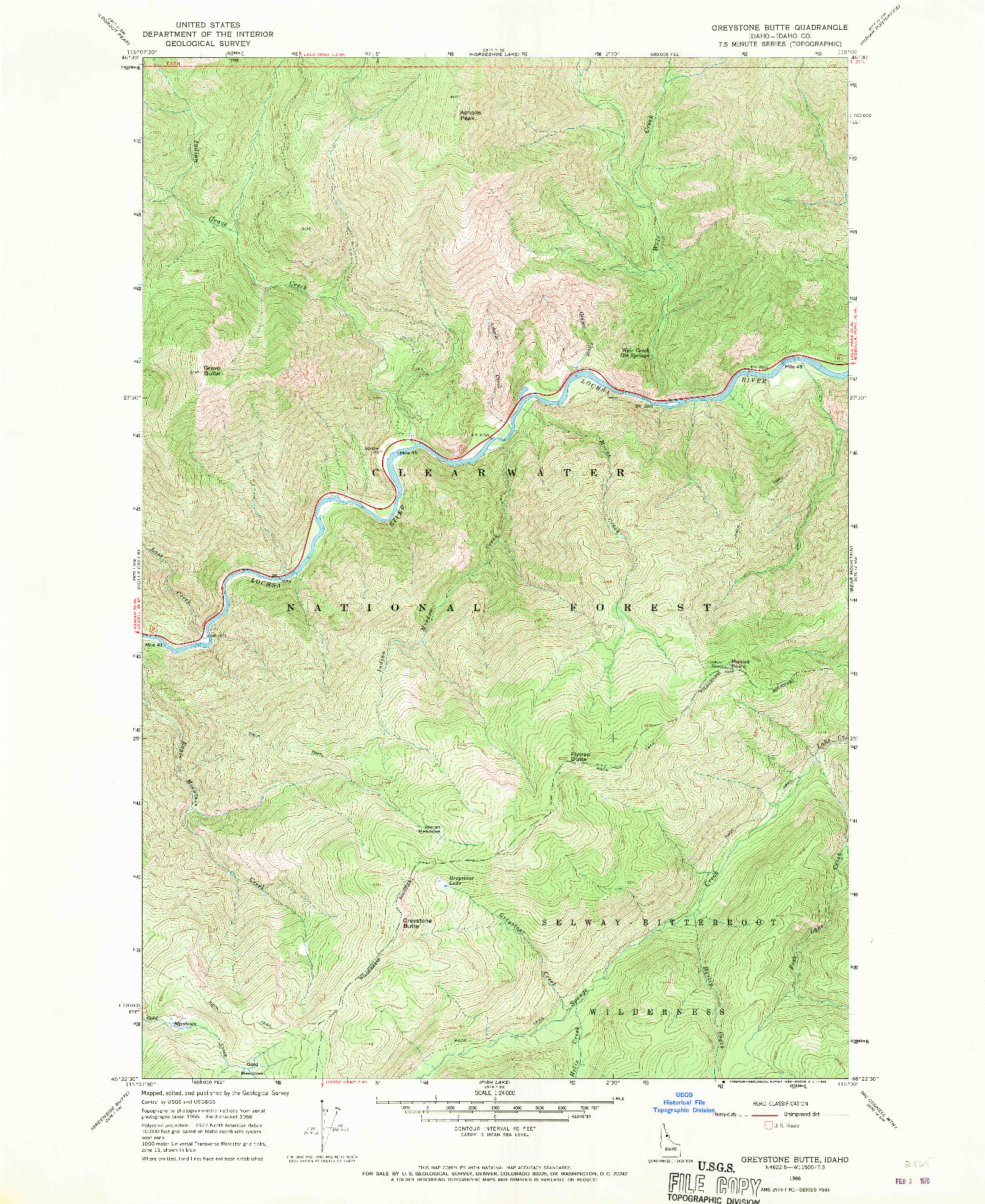 USGS 1:24000-SCALE QUADRANGLE FOR GREYSTONE BUTTE, ID 1966