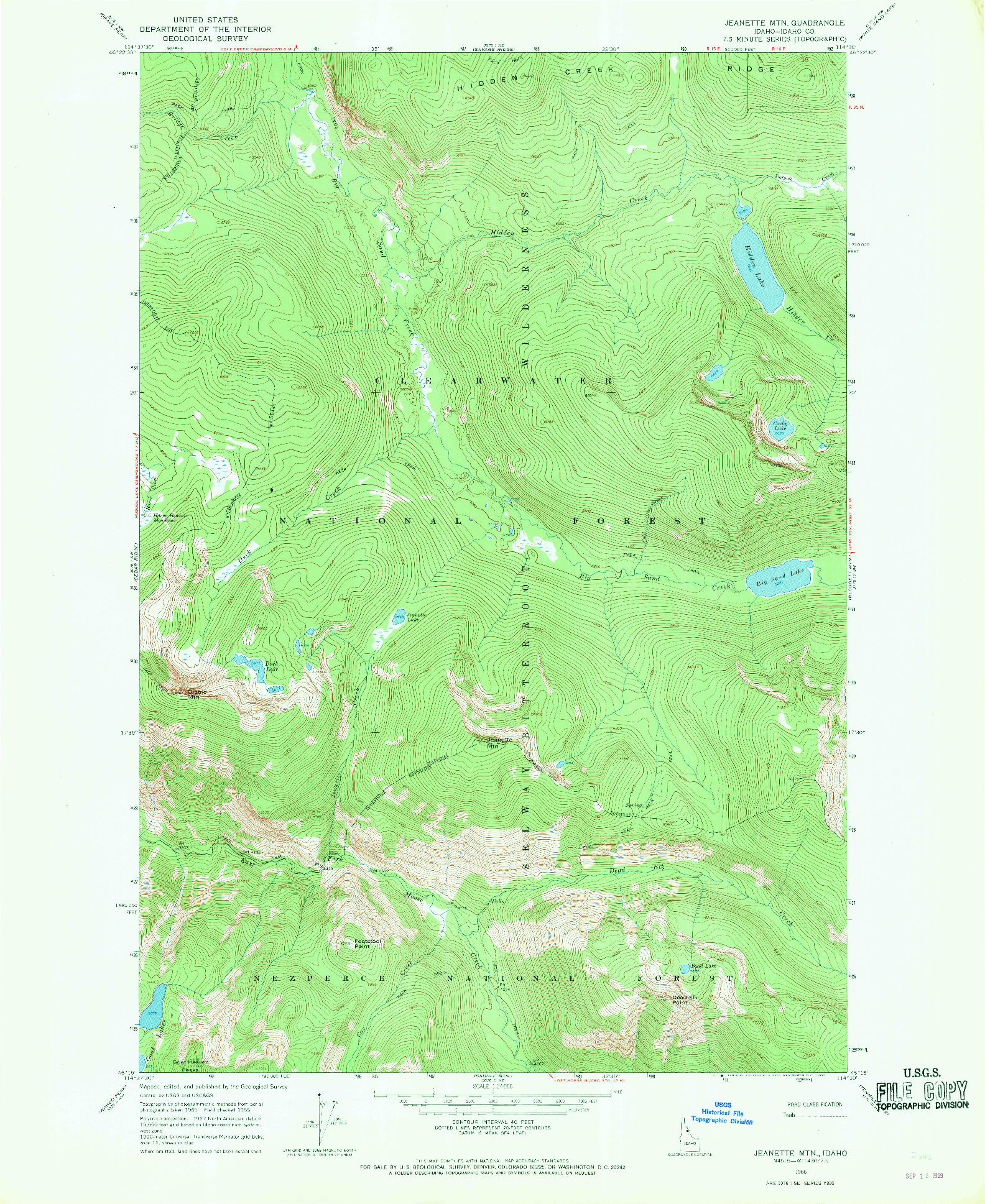 USGS 1:24000-SCALE QUADRANGLE FOR JEANETTE MTN., ID 1966