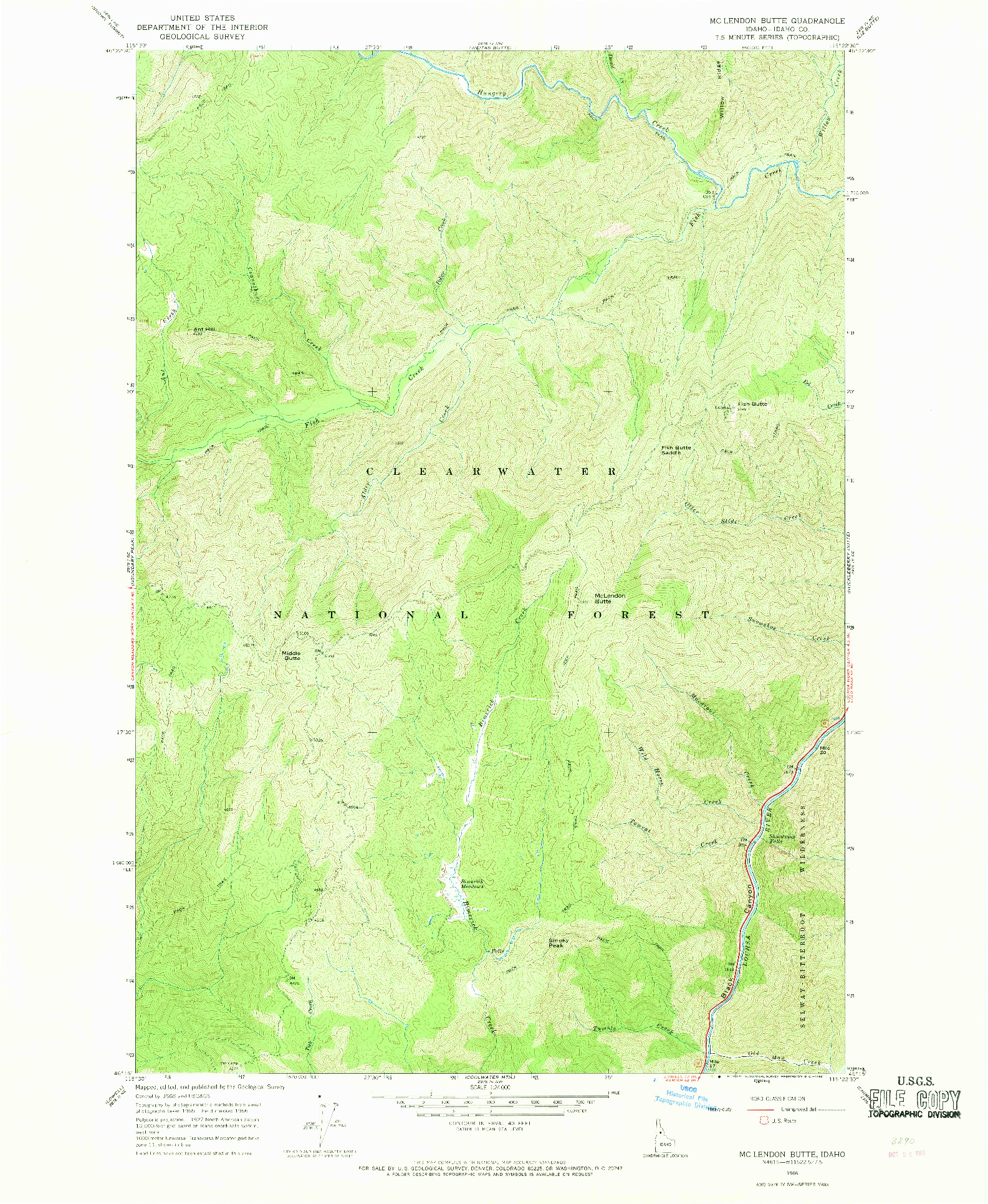 USGS 1:24000-SCALE QUADRANGLE FOR MC LENDON BUTTE, ID 1966