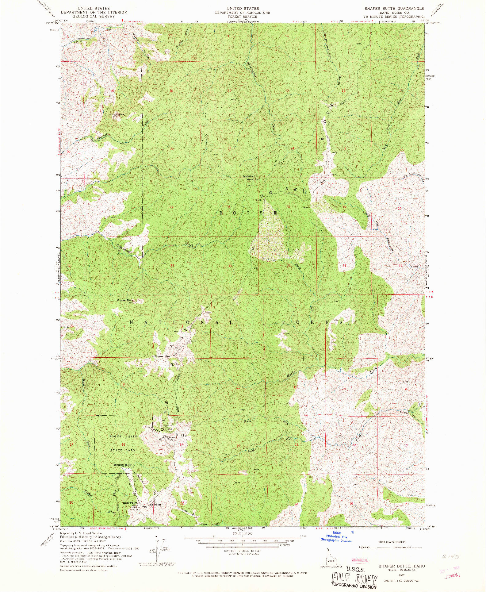 USGS 1:24000-SCALE QUADRANGLE FOR SHAFER BUTTE, ID 1957