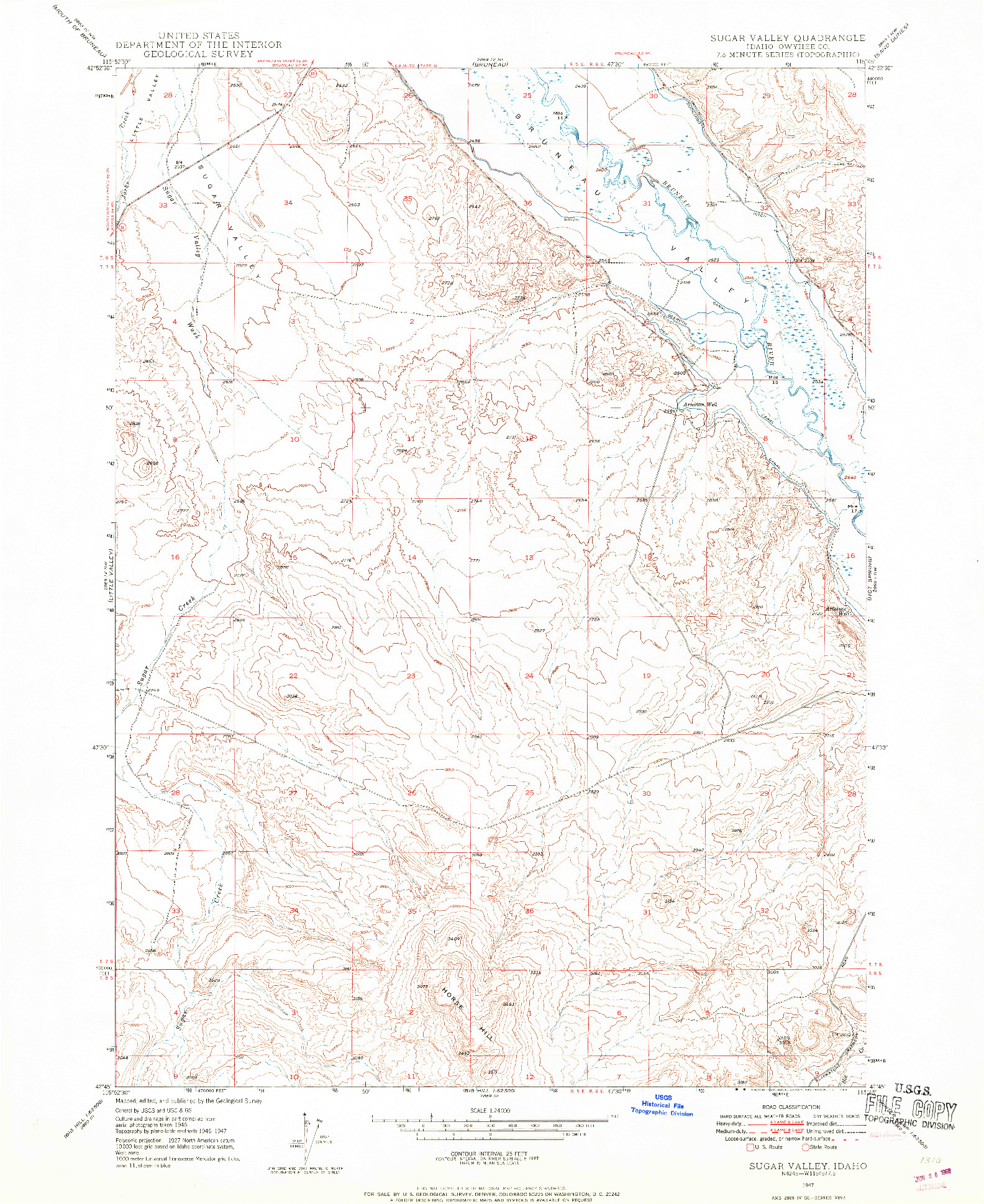 USGS 1:24000-SCALE QUADRANGLE FOR SUGAR VALLEY, ID 1947
