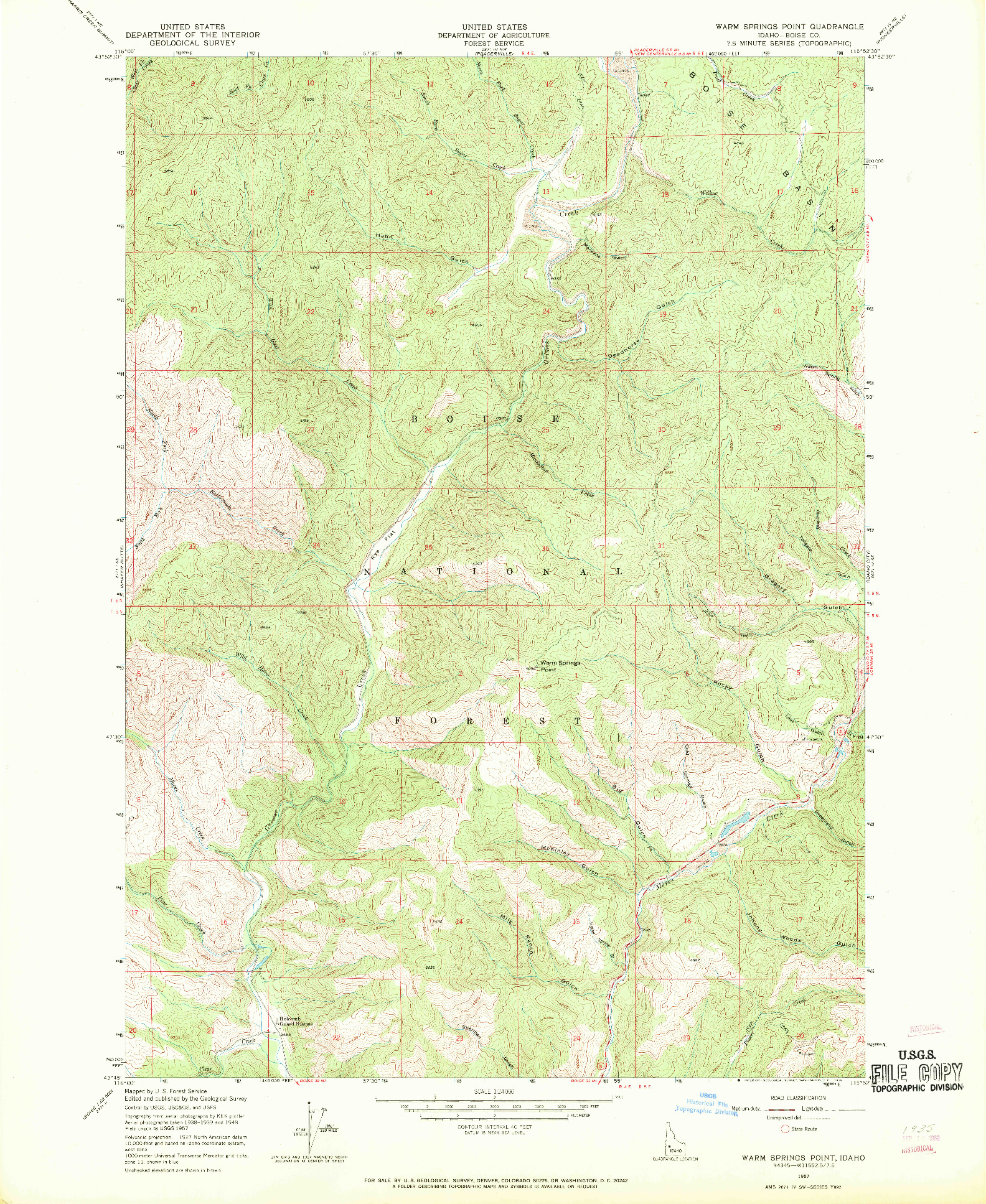 USGS 1:24000-SCALE QUADRANGLE FOR WARM SPRINGS POINT, ID 1957