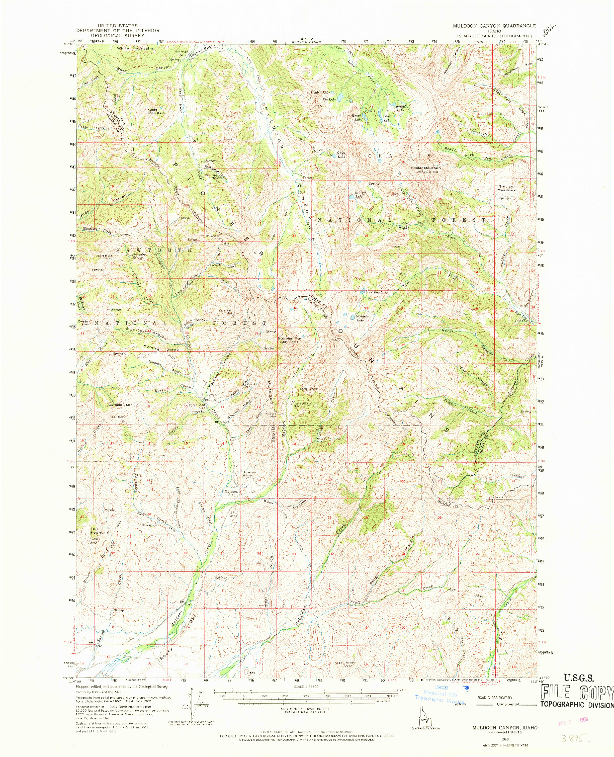 USGS 1:62500-SCALE QUADRANGLE FOR MULDOON CANYON, ID 1960