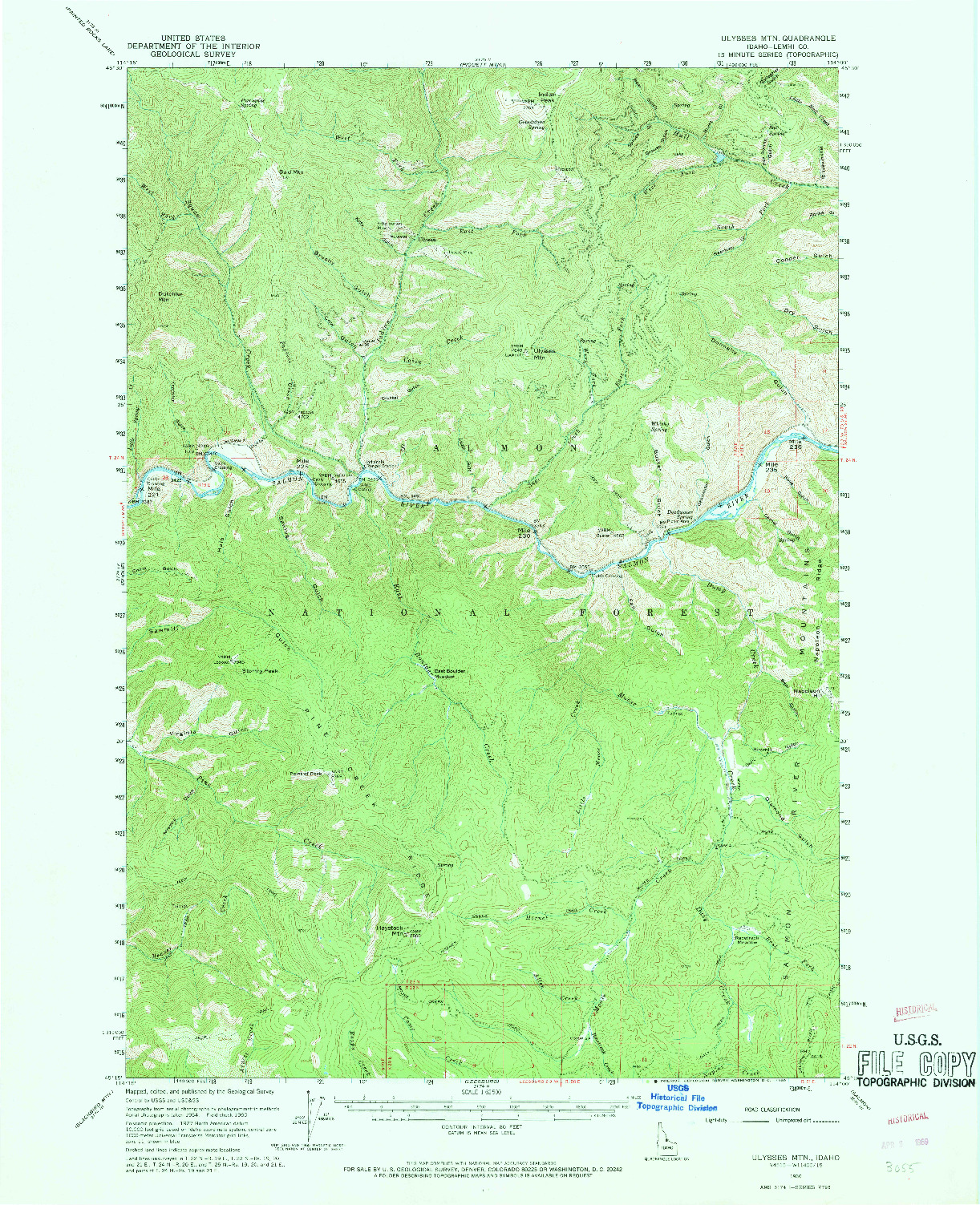 USGS 1:62500-SCALE QUADRANGLE FOR ULYSSES MTN, ID 1960