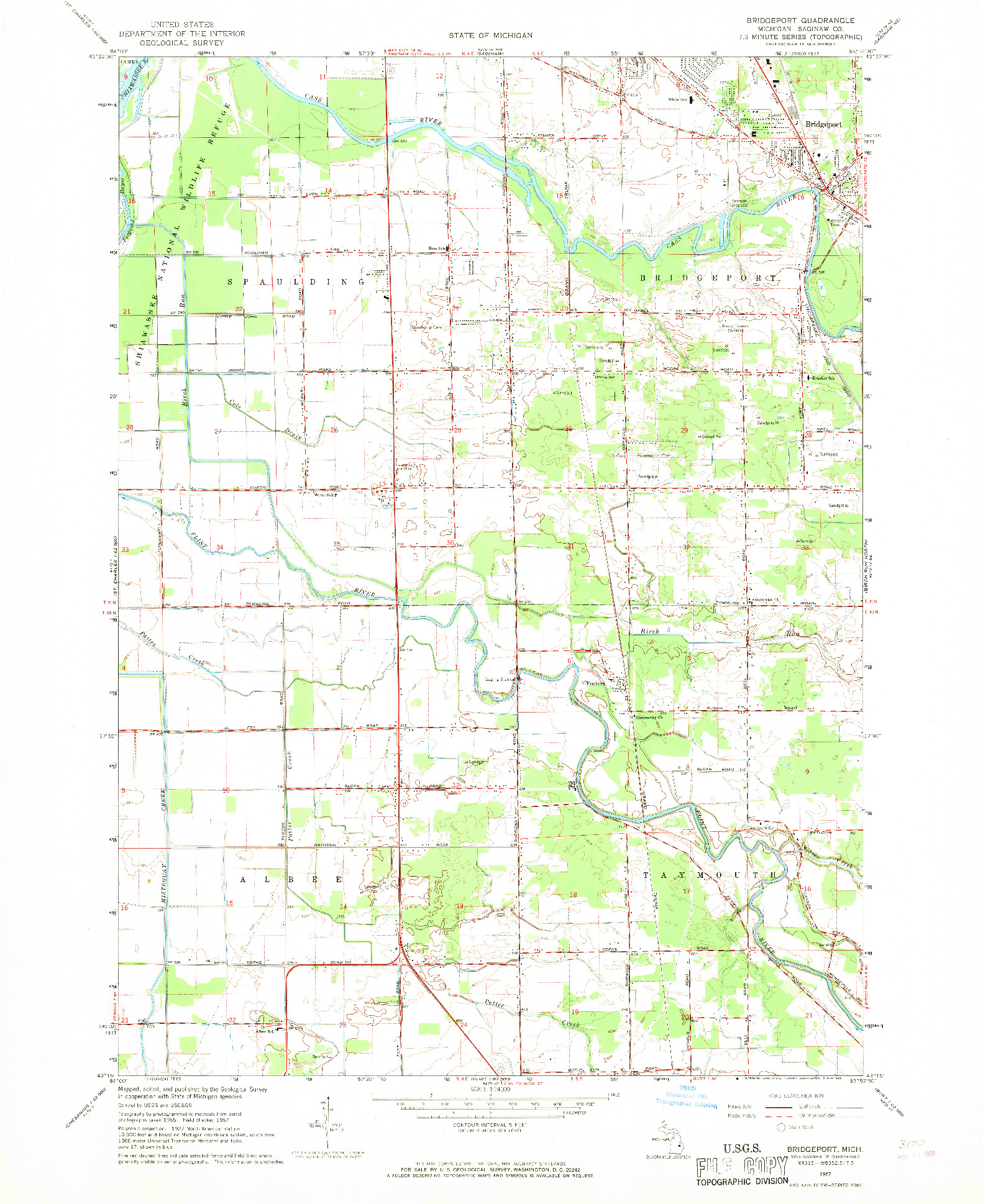 USGS 1:24000-SCALE QUADRANGLE FOR BRIDGEPORT, MI 1967