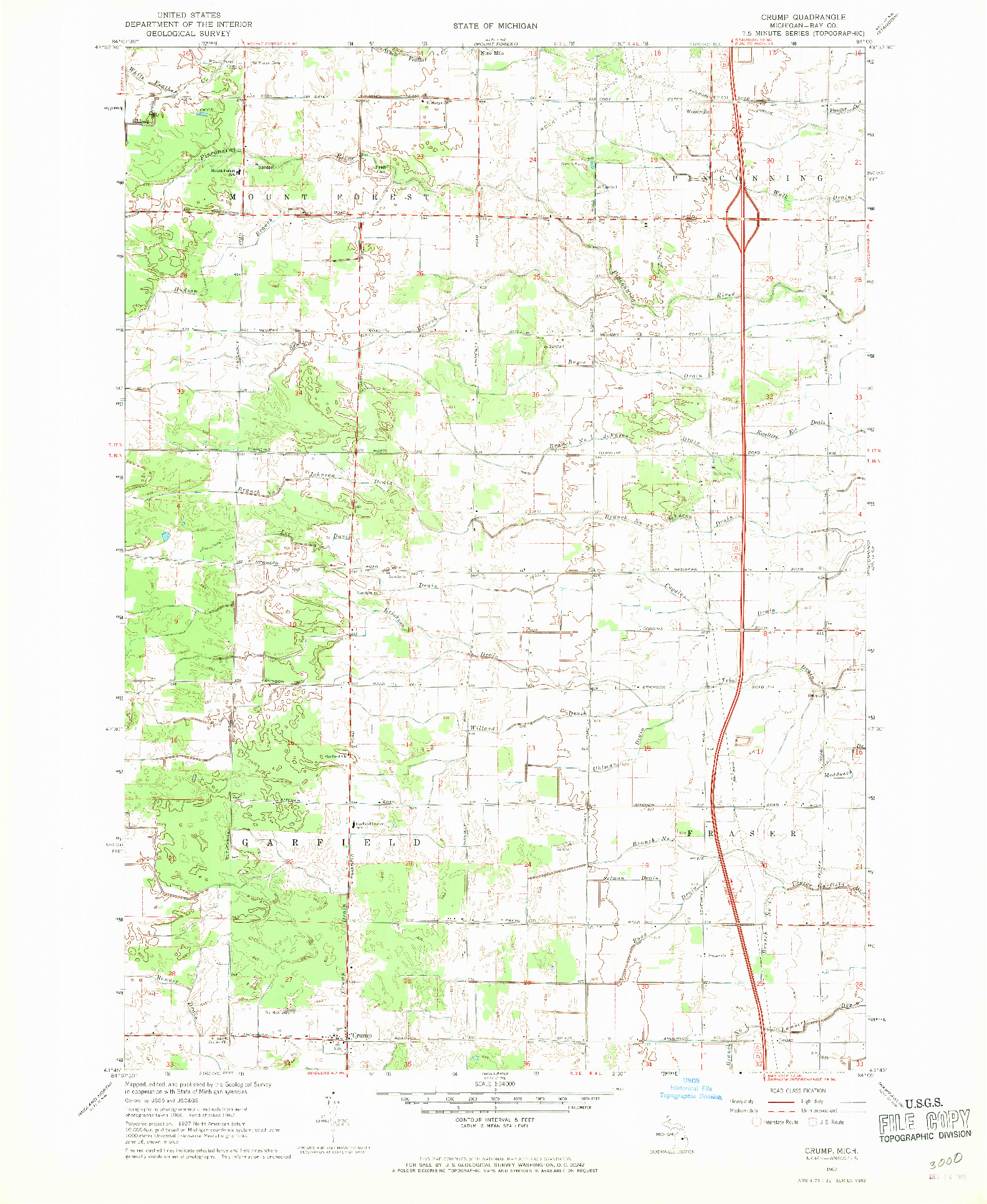 USGS 1:24000-SCALE QUADRANGLE FOR CRUMP, MI 1967