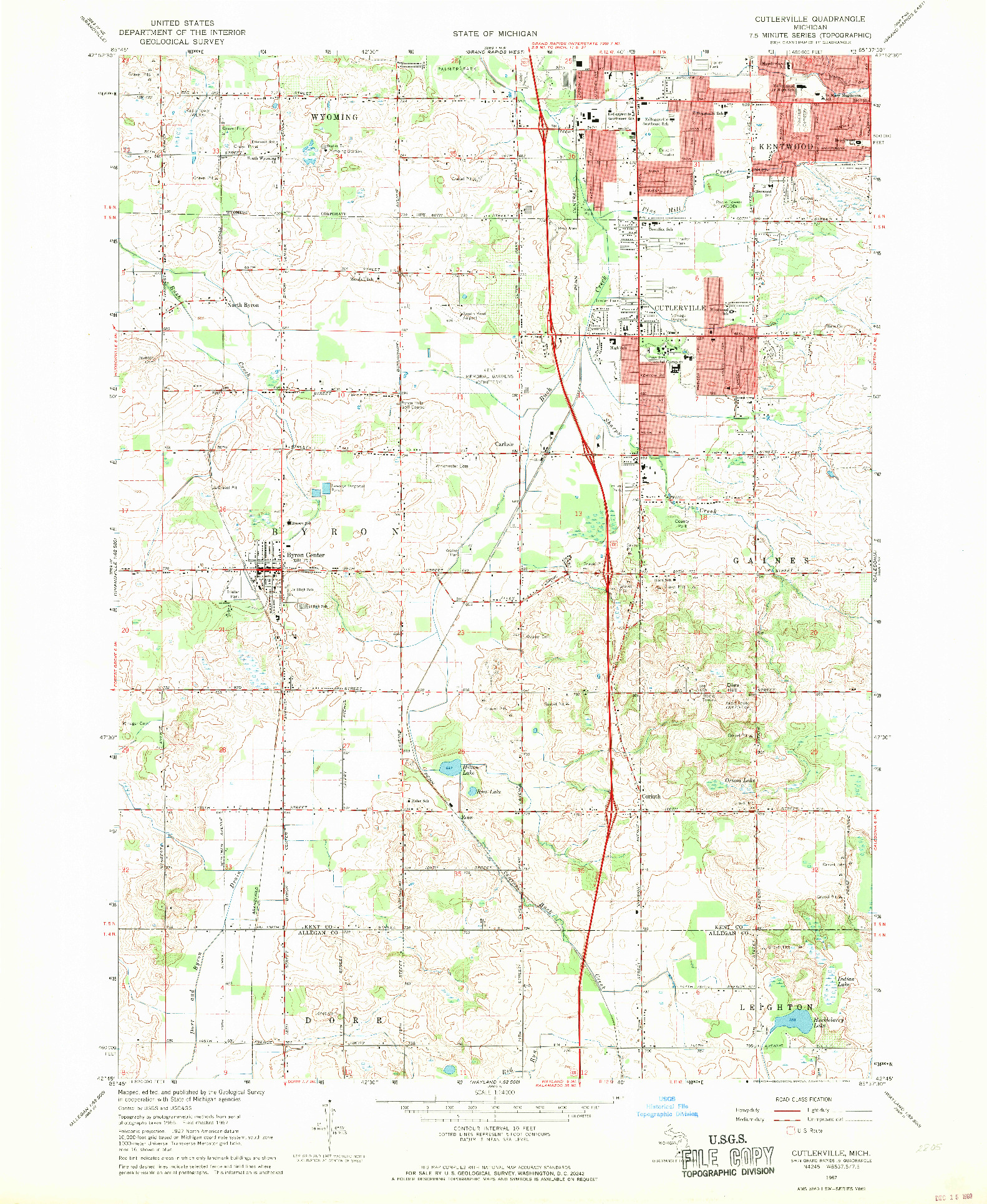 USGS 1:24000-SCALE QUADRANGLE FOR CUTLERVILLE, MI 1967