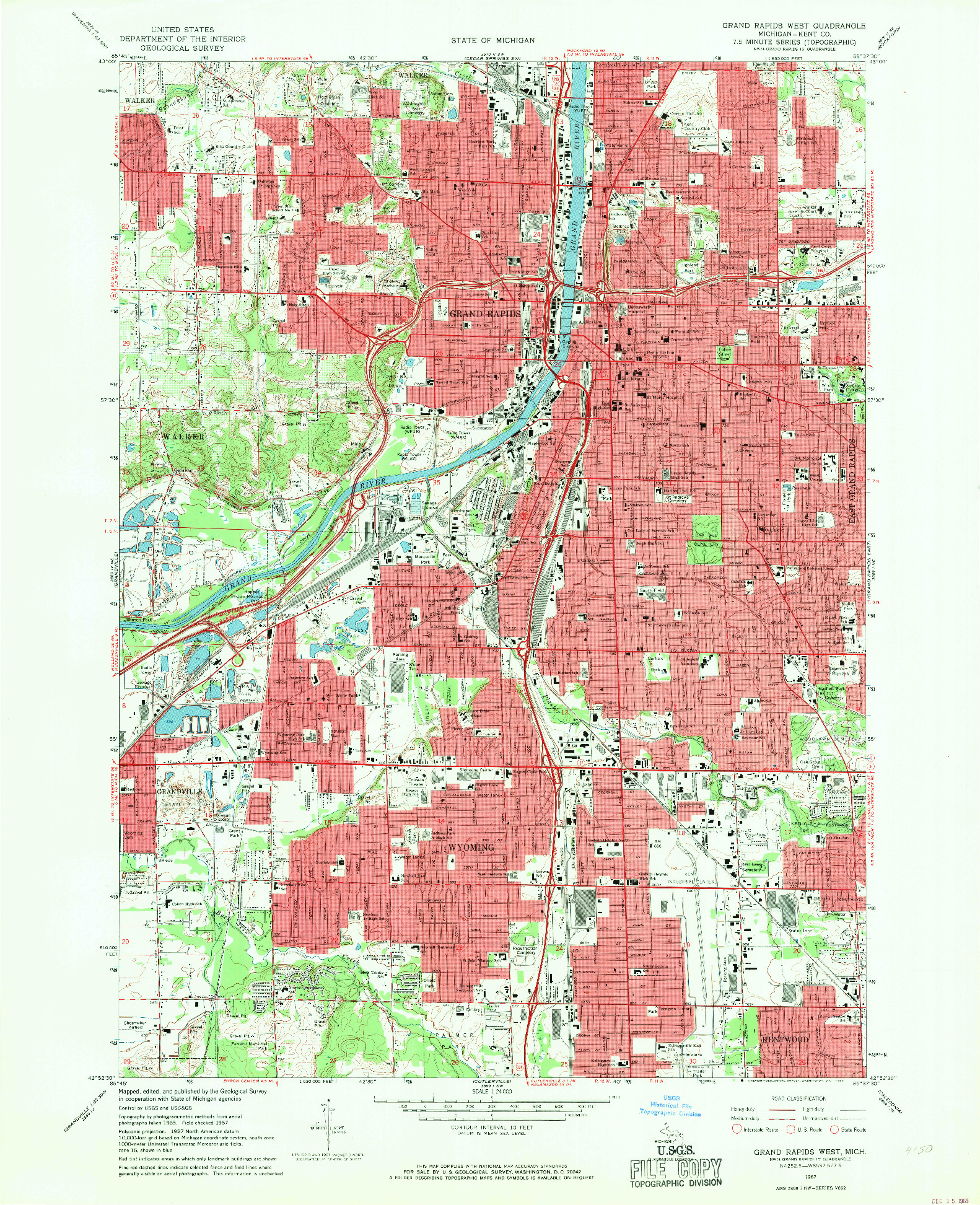 USGS 1:24000-SCALE QUADRANGLE FOR GRAND RAPIDS WEST, MI 1967