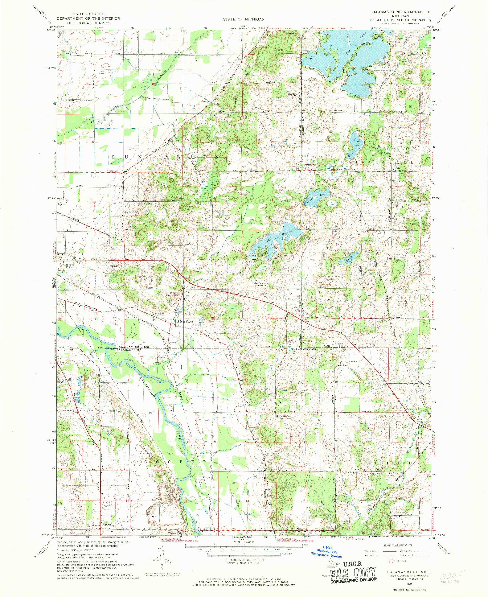 USGS 1:24000-SCALE QUADRANGLE FOR KALAMAZOO NE, MI 1967