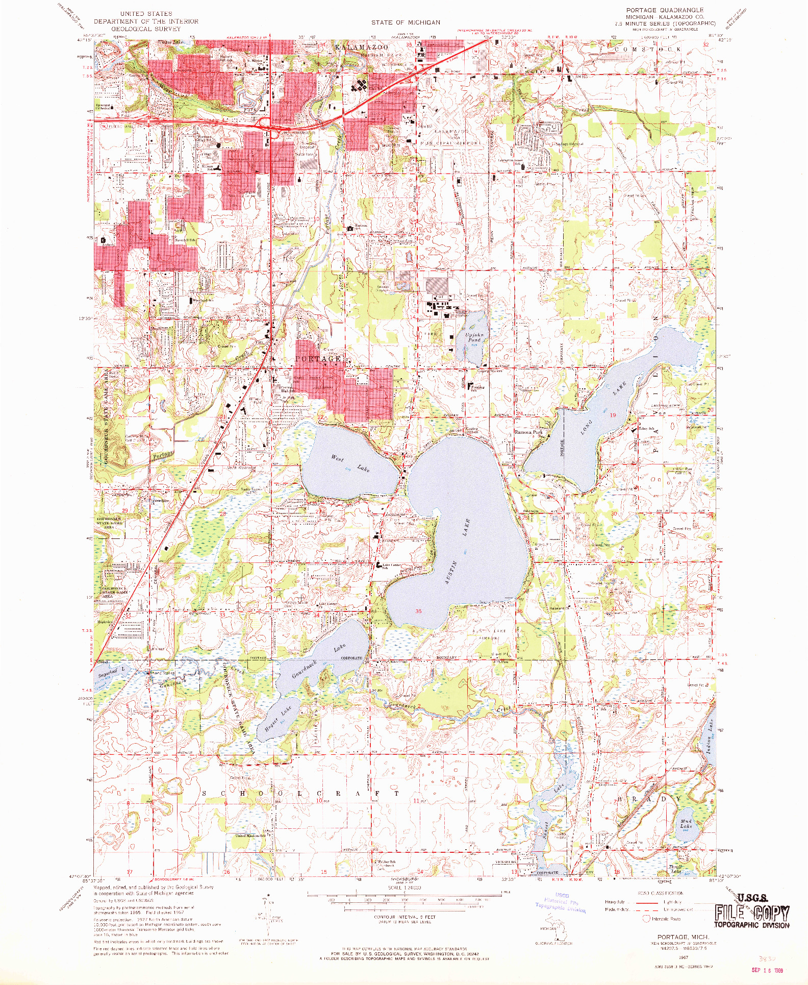 USGS 1:24000-SCALE QUADRANGLE FOR PORTAGE, MI 1967