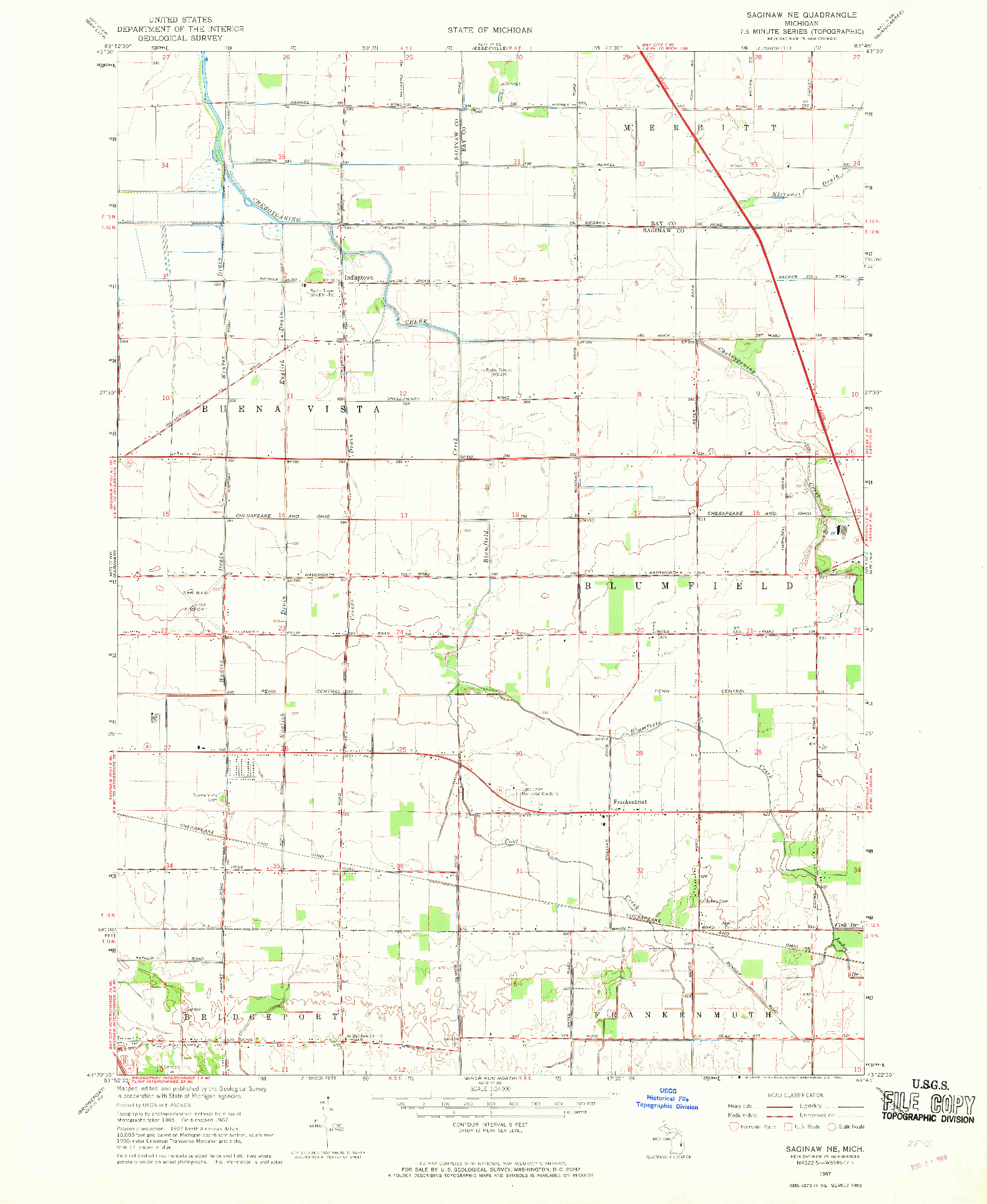 USGS 1:24000-SCALE QUADRANGLE FOR SAGINAW NE, MI 1967