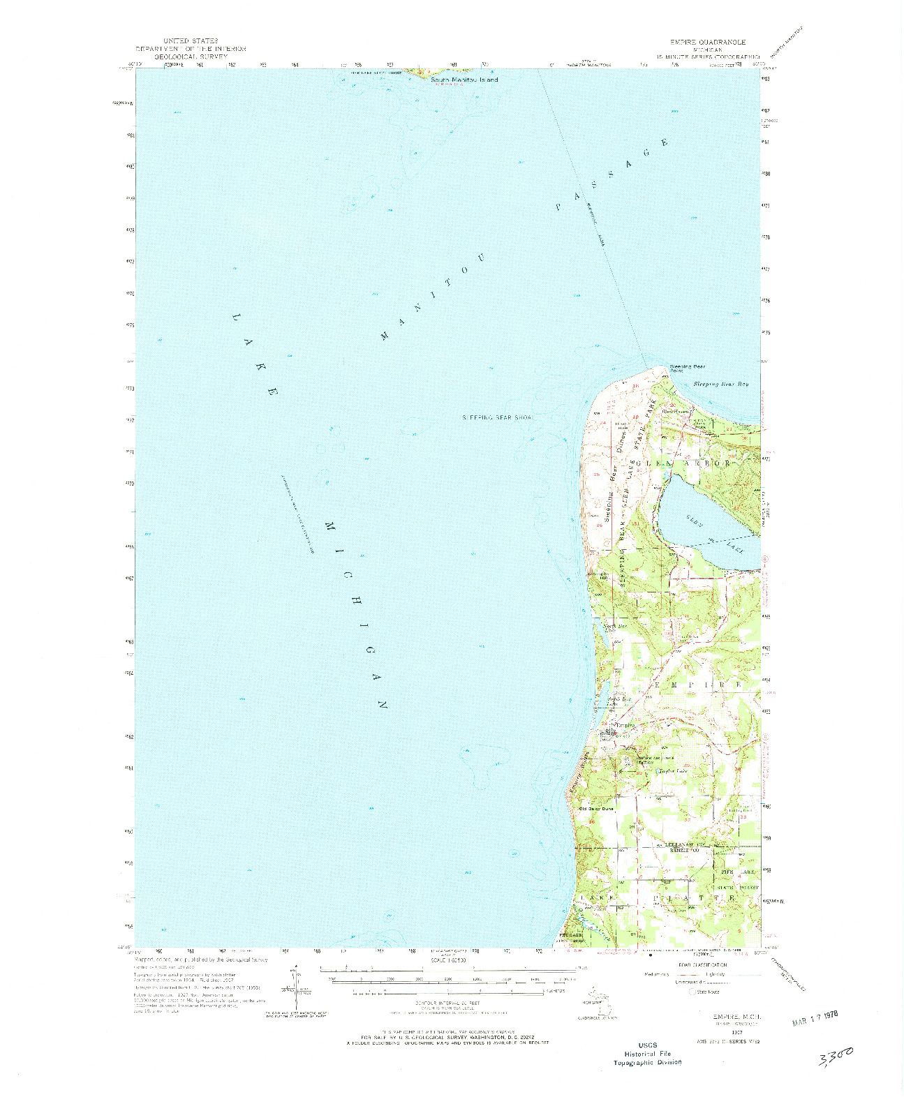 USGS 1:62500-SCALE QUADRANGLE FOR EMPIRE, MI 1957