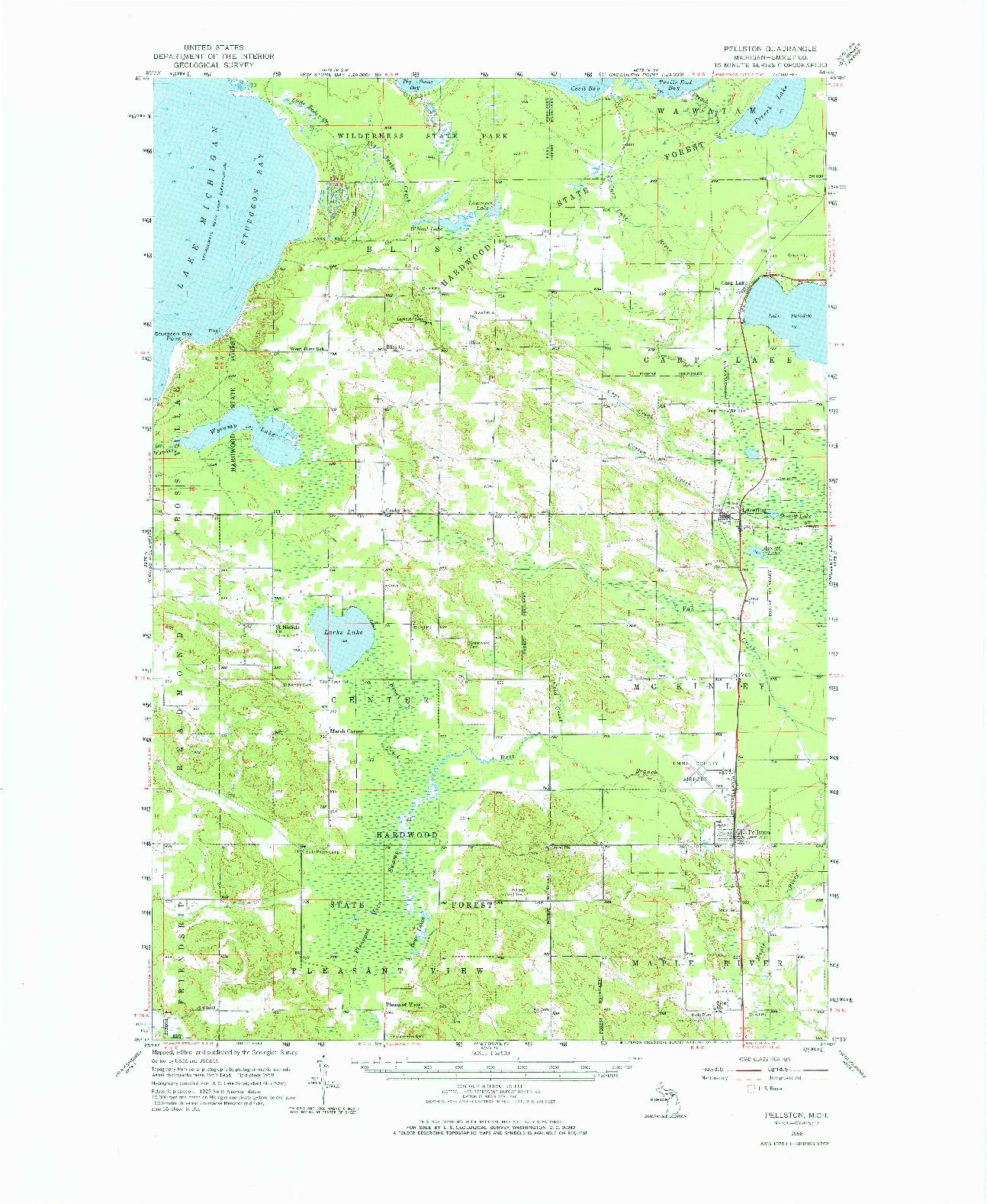 USGS 1:62500-SCALE QUADRANGLE FOR PELLSTON, MI 1958