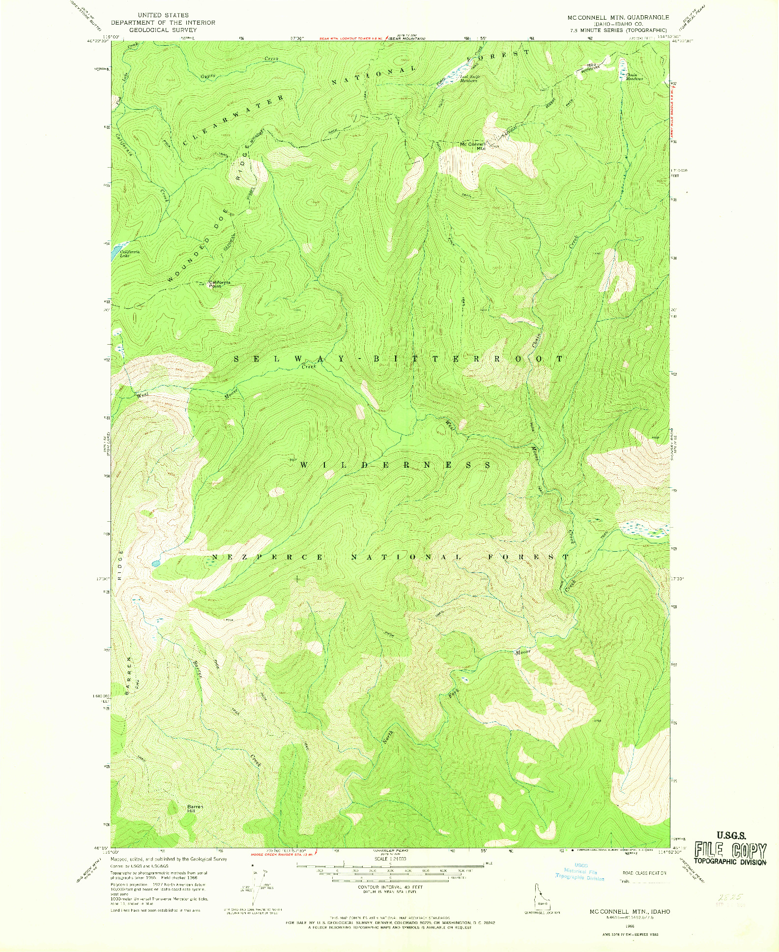 USGS 1:24000-SCALE QUADRANGLE FOR MC CONNELL MTN, ID 1966