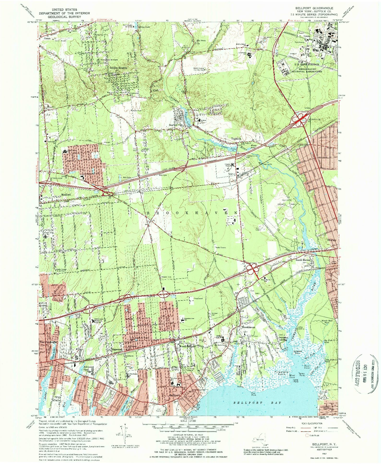 USGS 1:24000-SCALE QUADRANGLE FOR BELLPORT, NY 1967