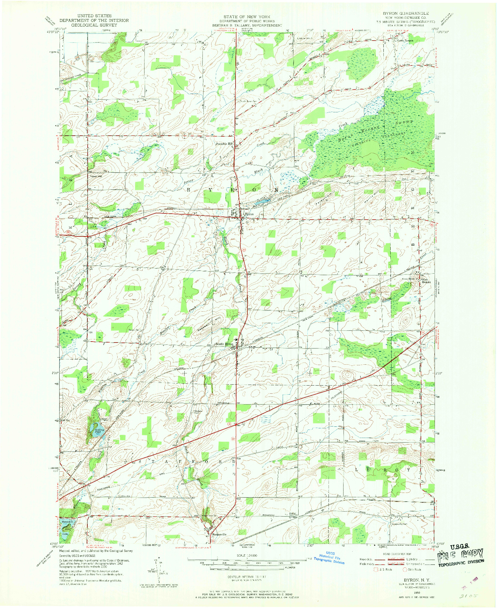 USGS 1:24000-SCALE QUADRANGLE FOR BYRON, NY 1950