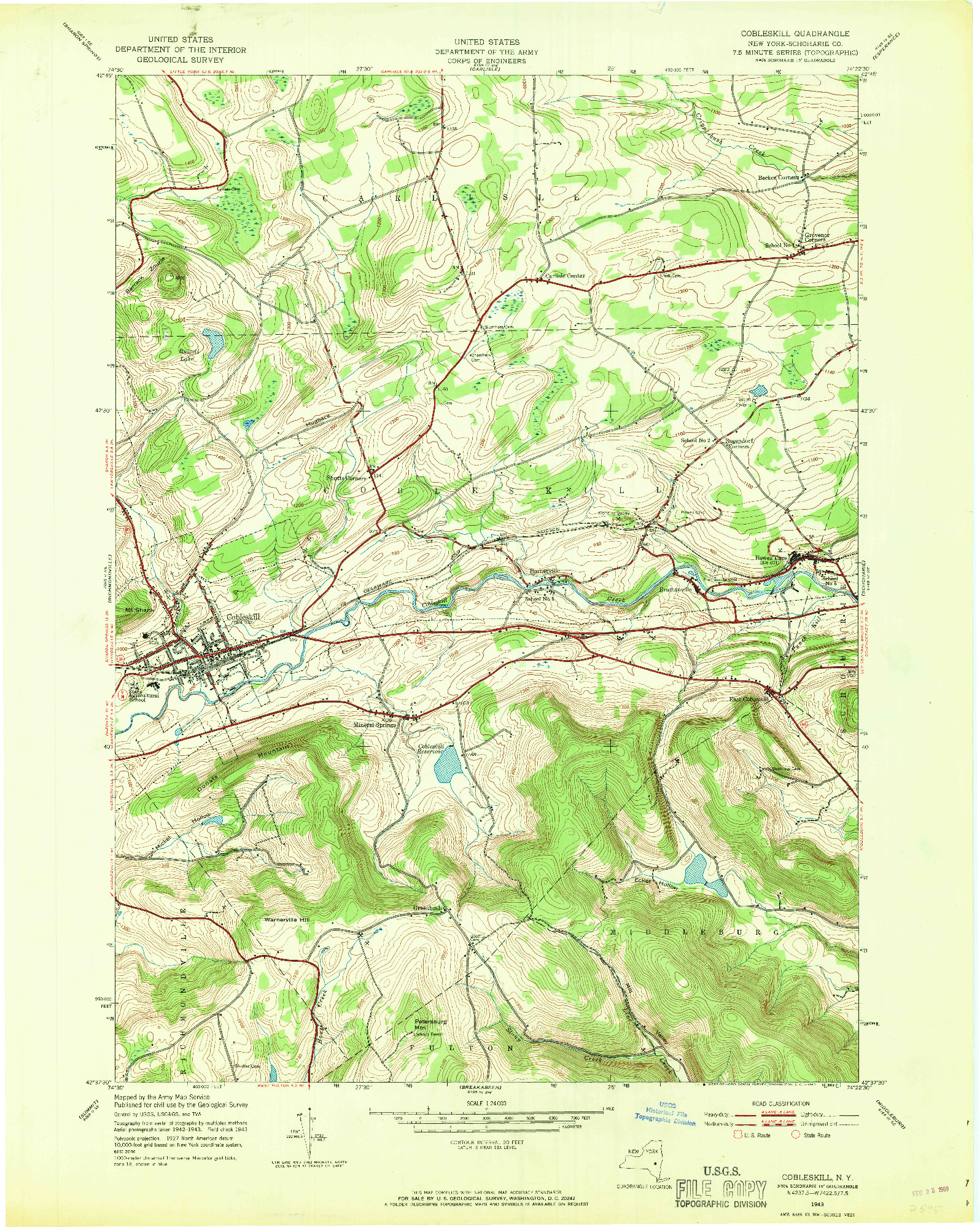 USGS 1:24000-SCALE QUADRANGLE FOR COBLESKILL, NY 1943